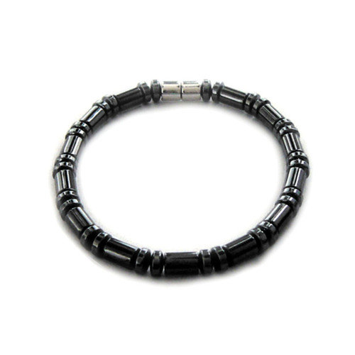 Men's Magnetic Hematite Cylinder Bead Bracelet