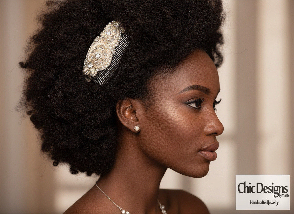 Rhinestone Embroidered Hair Comb