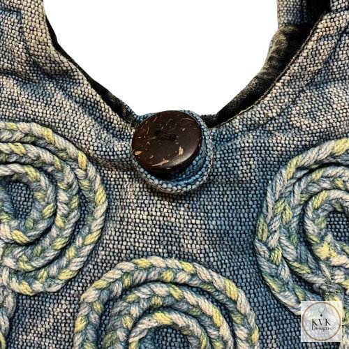 Blue Flower Cotton Crossbody Bag