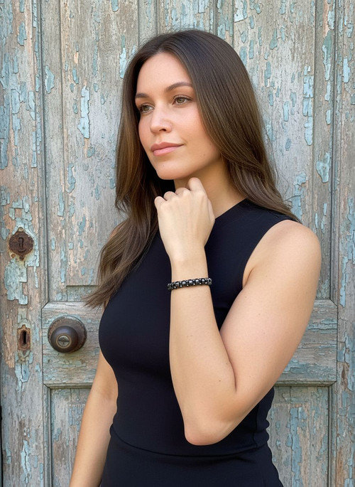 Women's Magnetic Hematite Black Pearl Bracelet