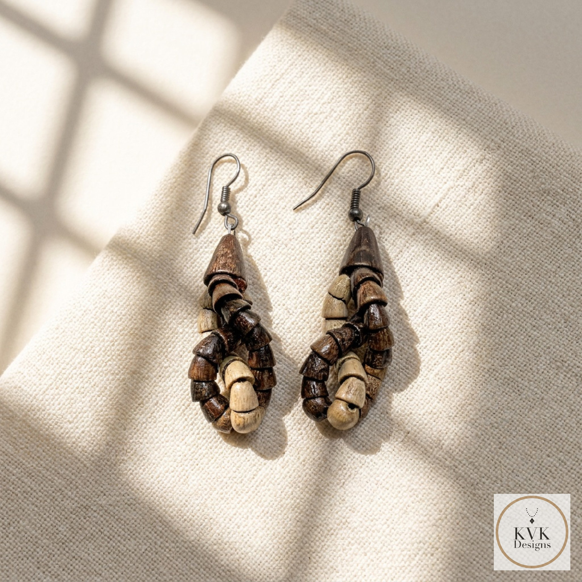 Wooden Twist Earrings - Handcrafted Earthy Jewelry