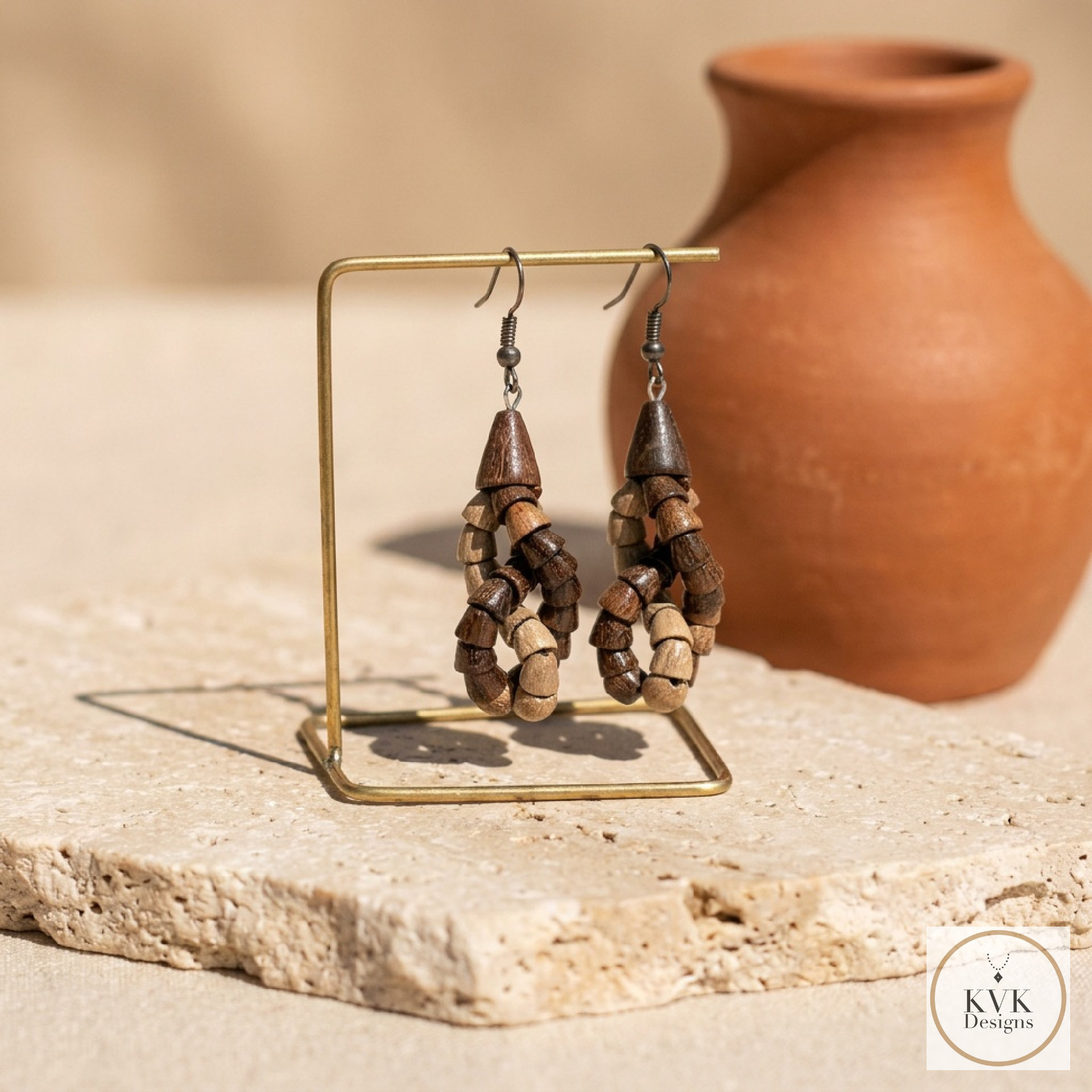 Wooden Twist Earrings - Handcrafted Earthy Jewelry