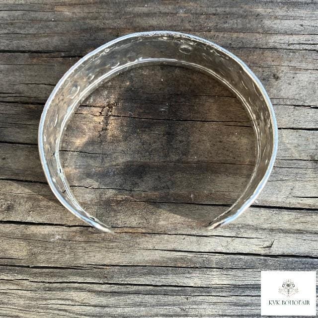 Hammered Silver Cuff Bracelet: Boho Bohemian Jewelry