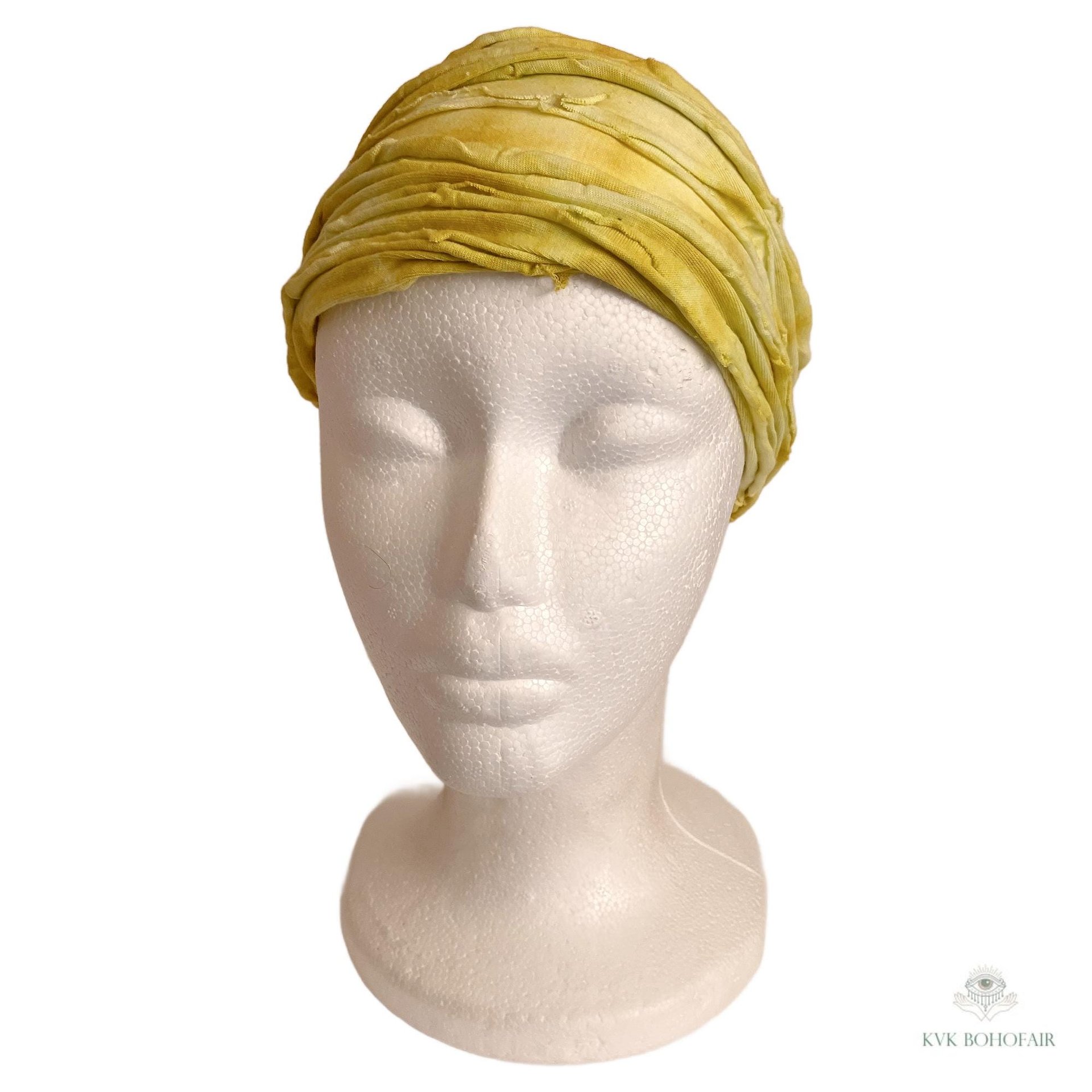 Yellow Tie Dye Boho Headband - Stylish Bohemian Headwrap, Headbands for Women