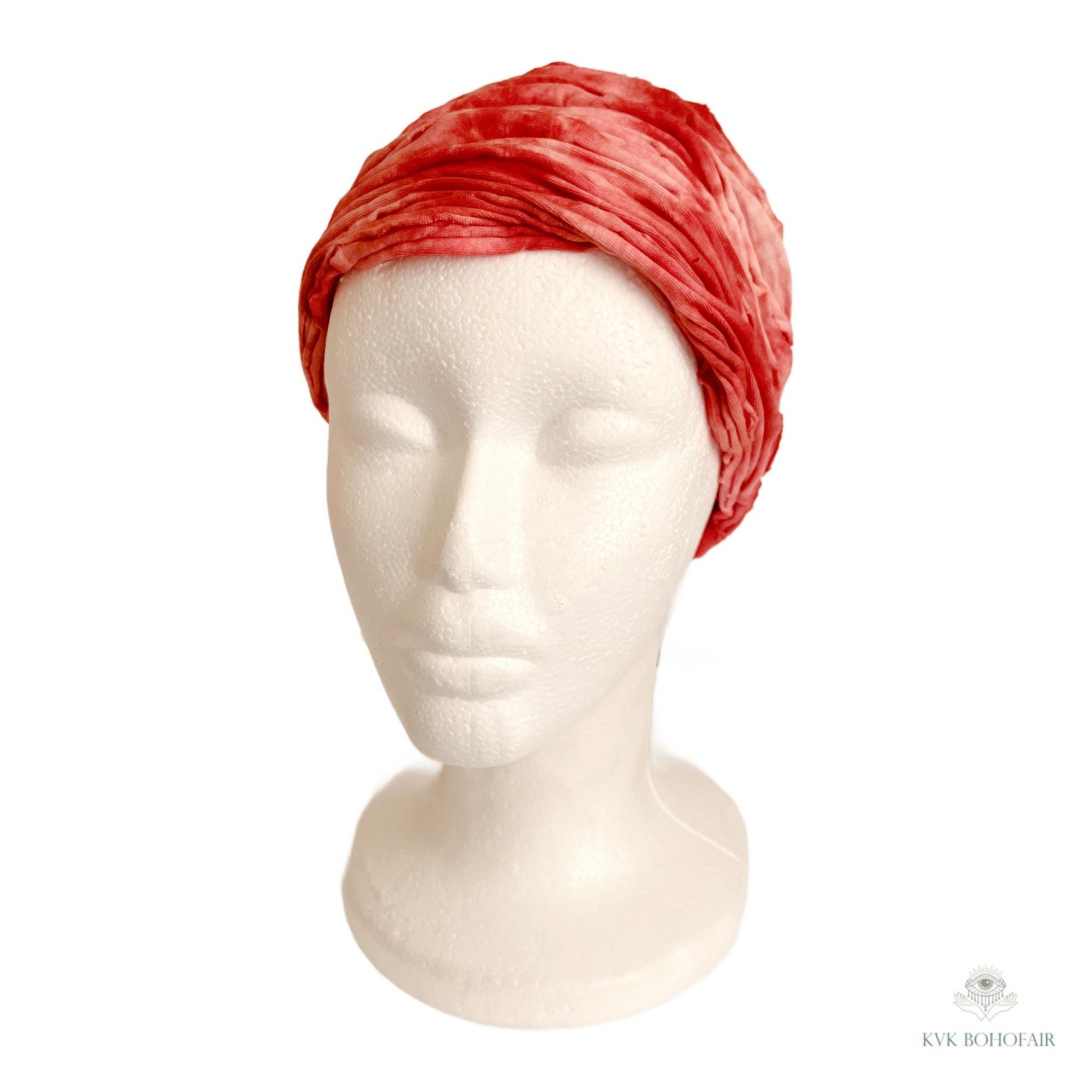 Red Tie Dye Boho Headband - Stylish Bohemian Headwrap, Headbands for Women