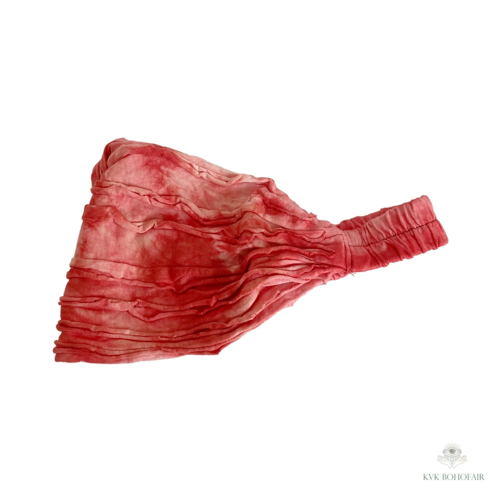 Red Tie Dye Boho Headband - Stylish Bohemian Headwrap, Headbands for Women