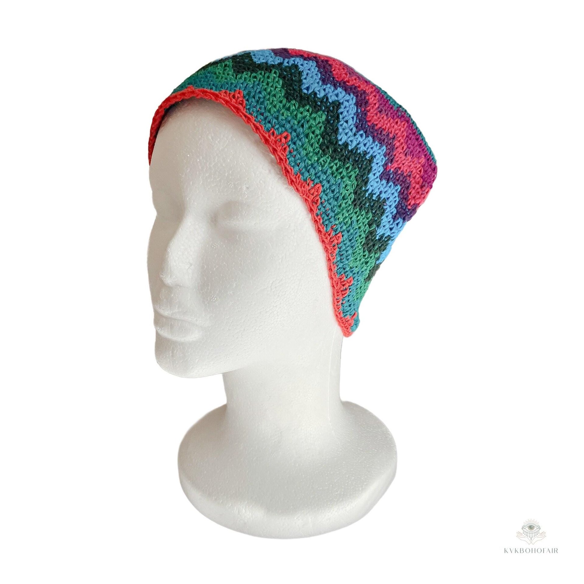 Rainbow Kufi Skull Cap - Crocheted Beanie Hat, Ethically sourced