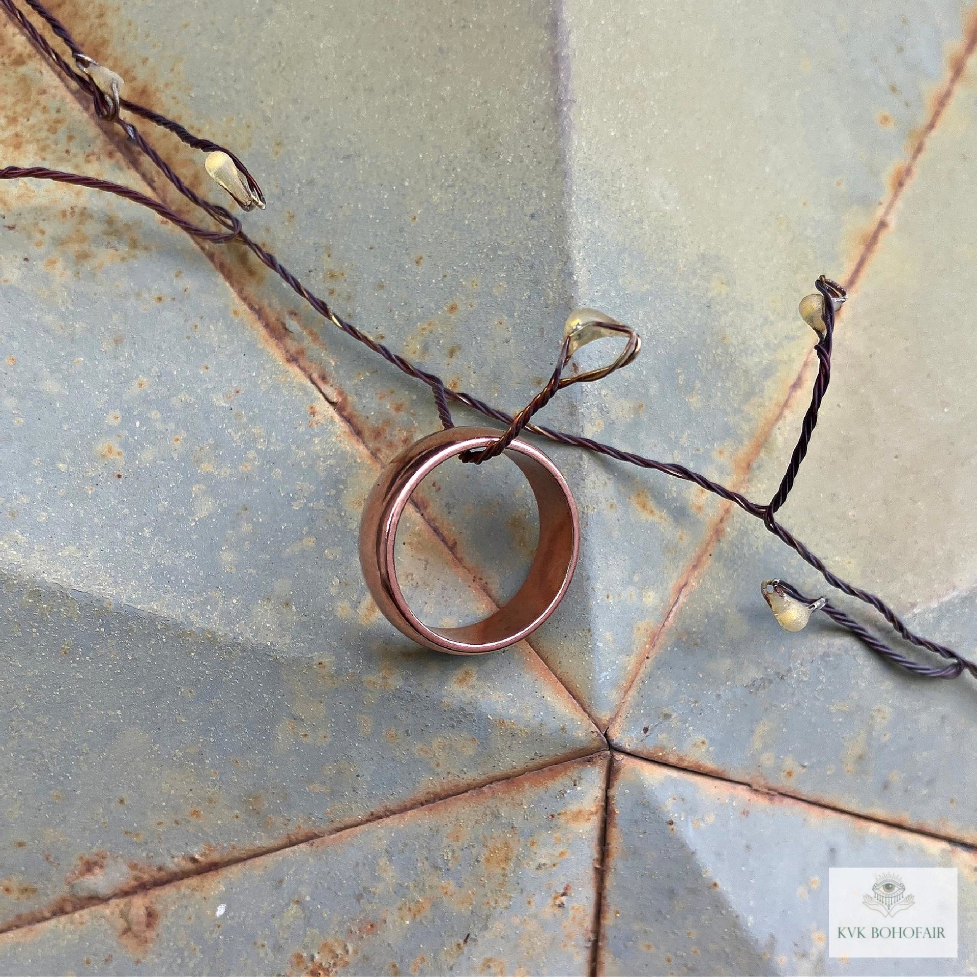 Handmade 6mm Copper Dome Band Ring - Unique Boho Style Jewelry