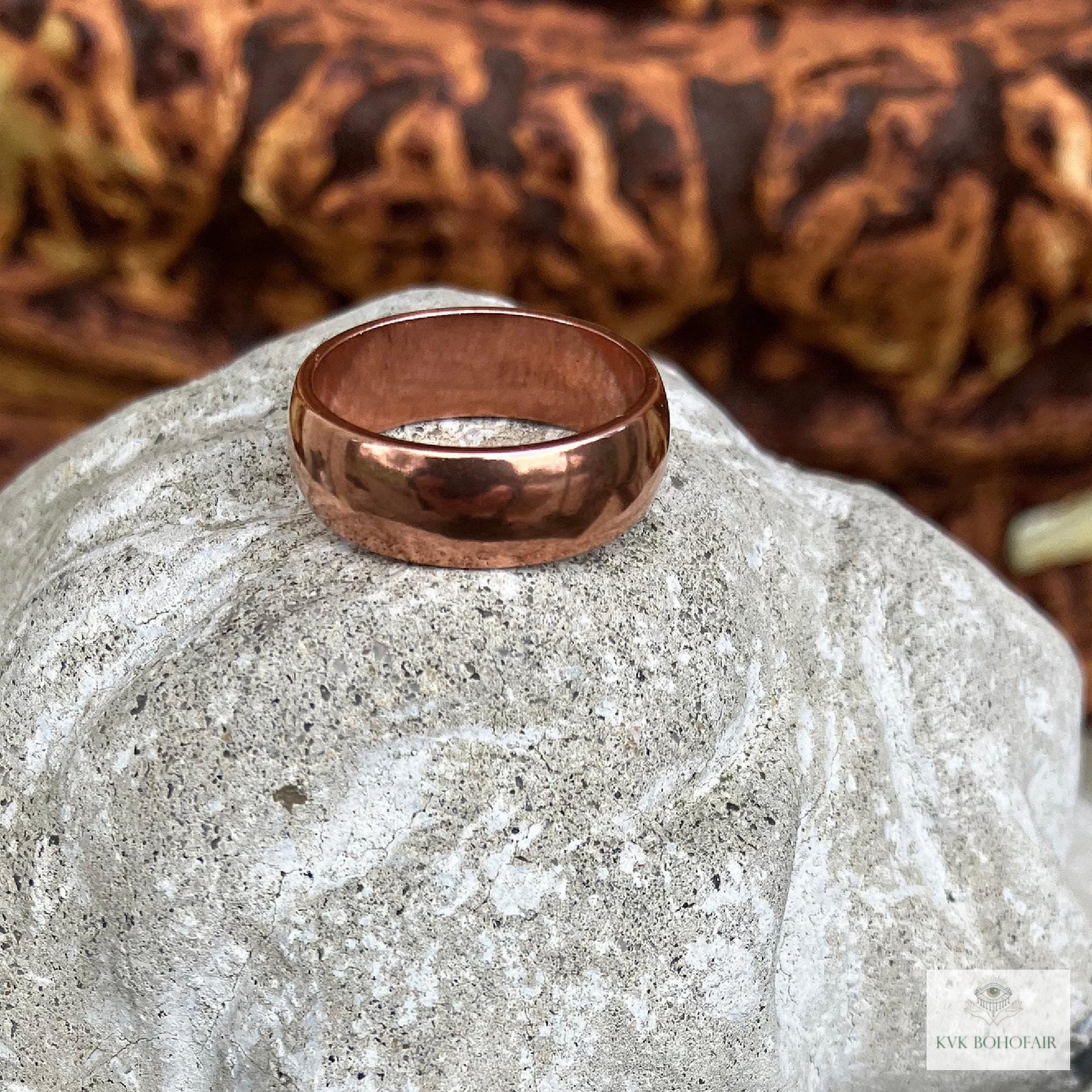 Handmade 6mm Copper Dome Band Ring - Unique Boho Style Jewelry