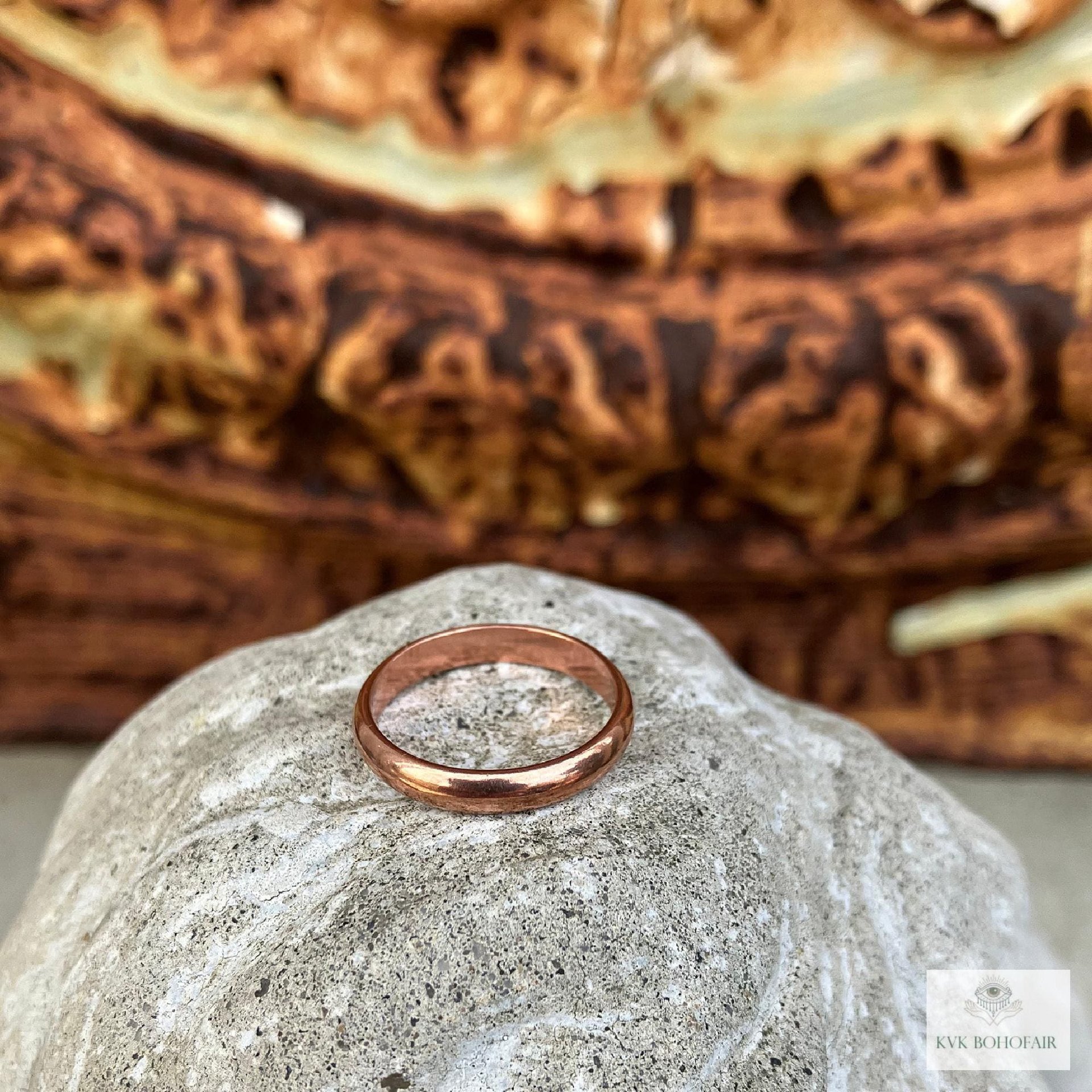 Minimalist 3mm Copper Band Ring - Rustic Boho Style