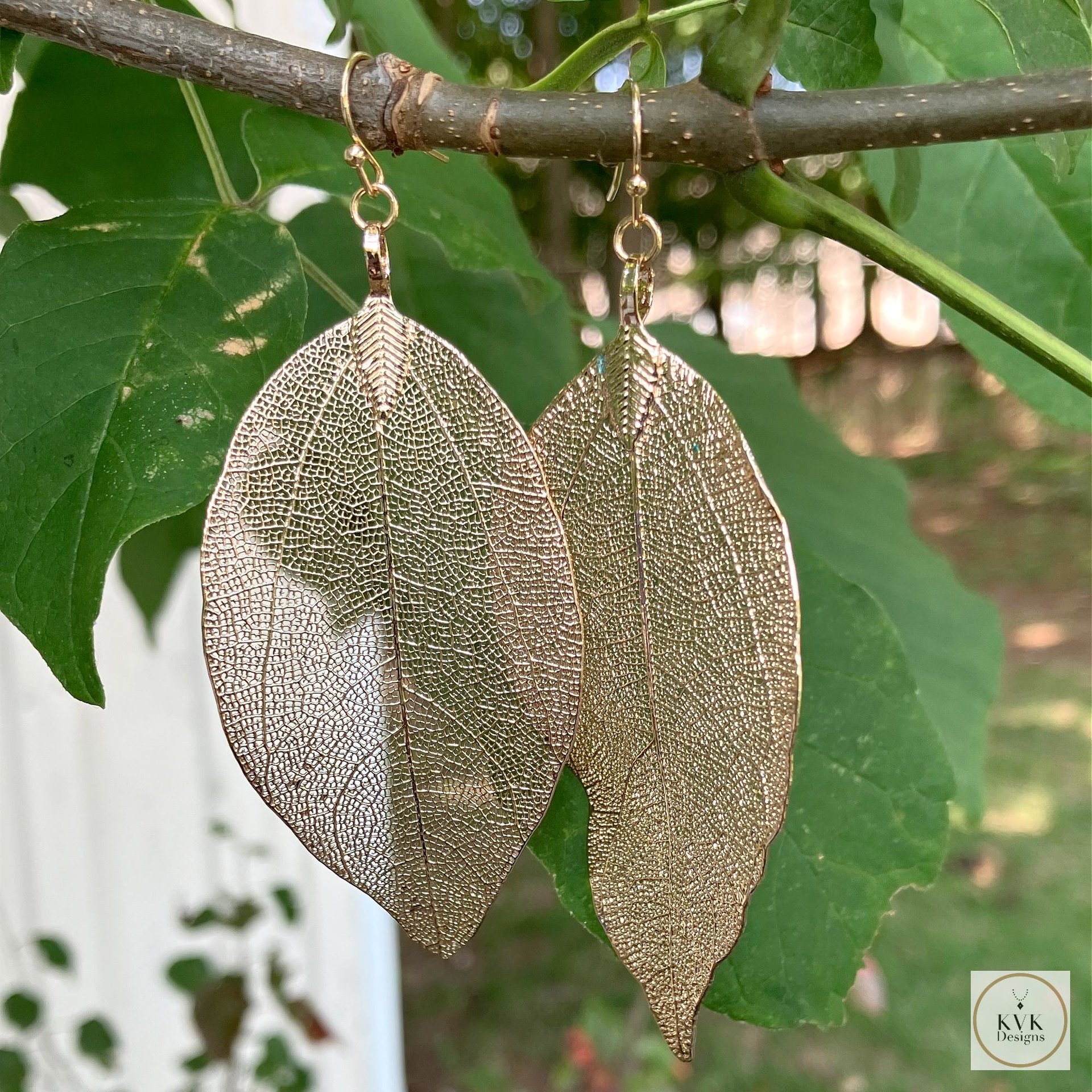 Handcrafted Gold Leaf Earrings - Elegant Nature Jewelry