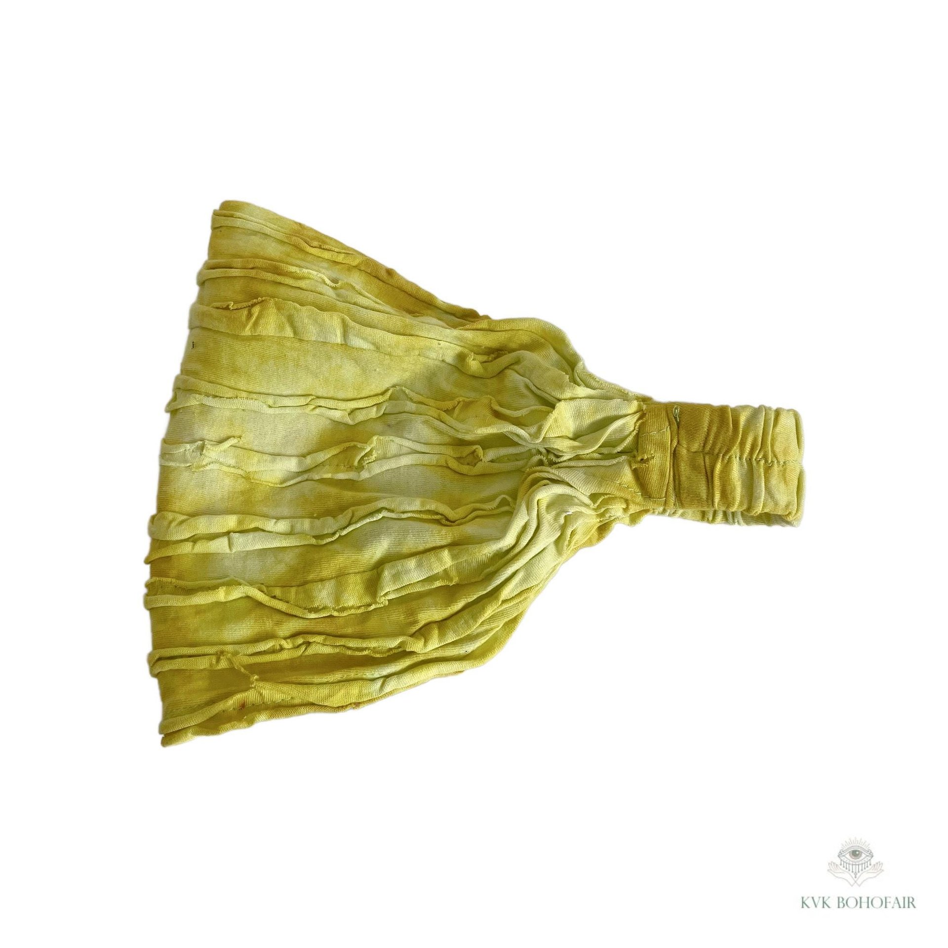 Yellow Tie Dye Boho Headband - Stylish Bohemian Headwrap, Headbands for Women
