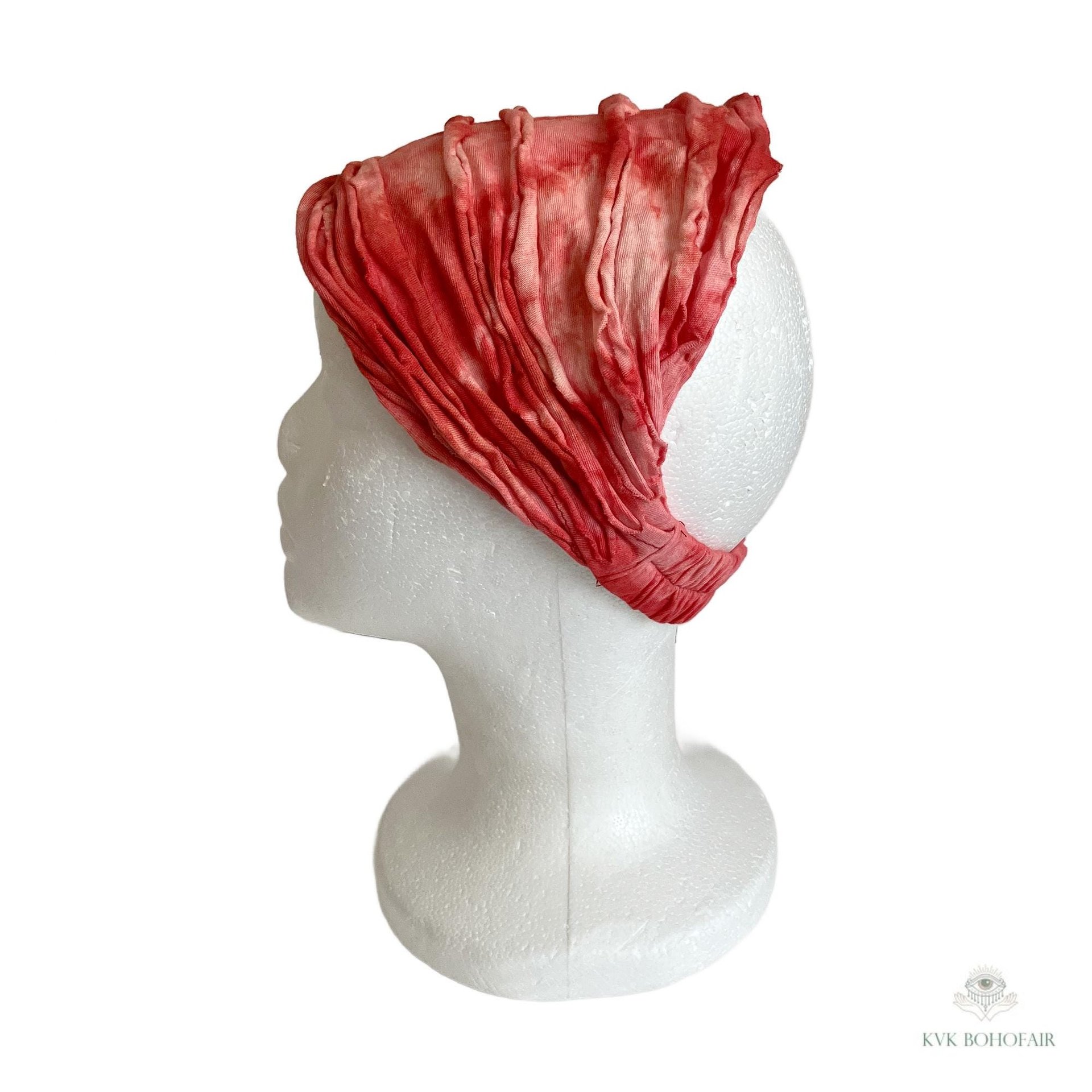 Red Tie Dye Boho Headband - Stylish Bohemian Headwrap, Headbands for Women