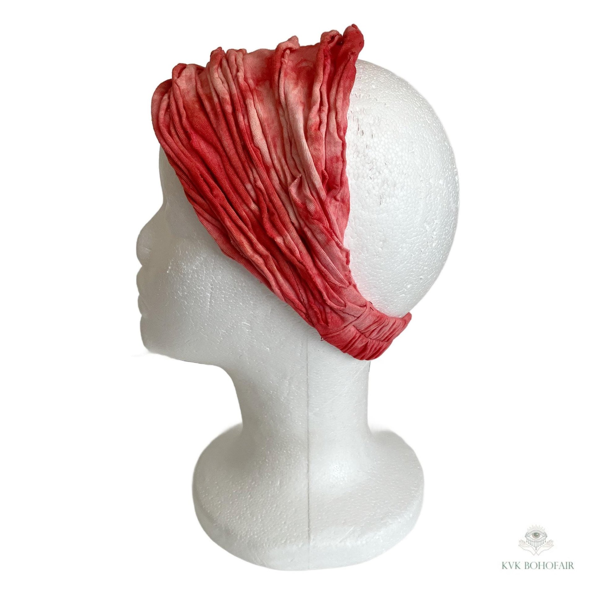 Red Tie Dye Boho Headband - Stylish Bohemian Headwrap, Headbands for Women