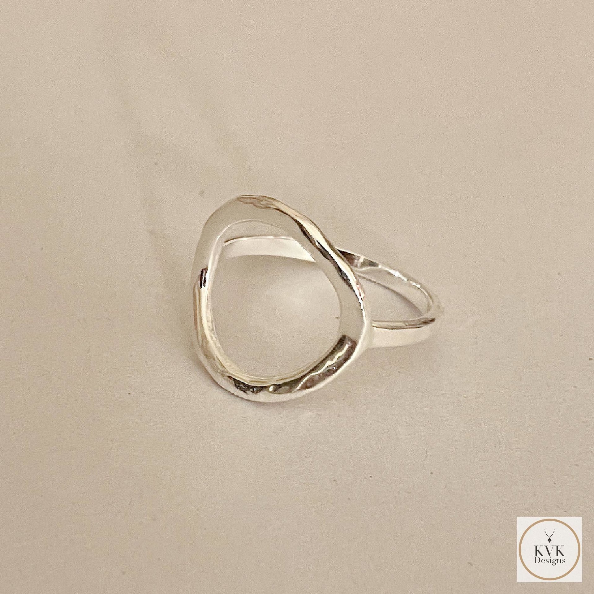 Open Circle Sterling Silver Ring - Boho Minimalist Ring, Handmade Jewelry