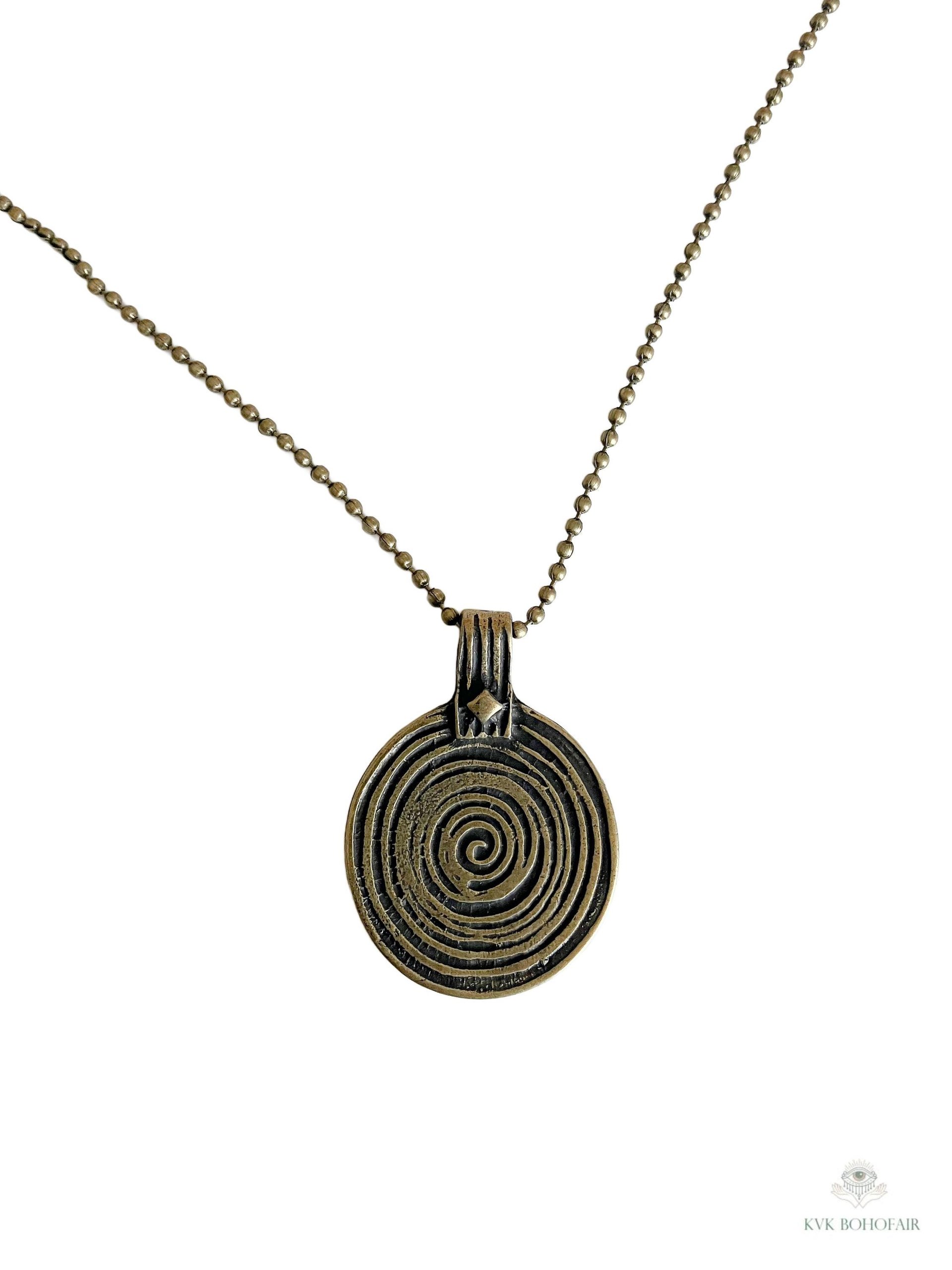 Bronze Swirl Pendant Necklace - Handcrafted Boho Pendant Jewelry