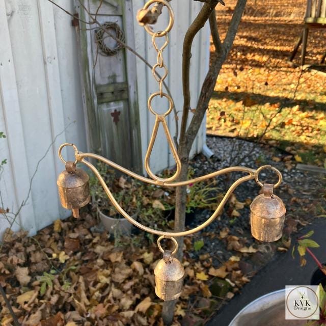 Handcrafted Lotus Flower Wind Chime - Rustic Metal Art for Garden & Home Decor