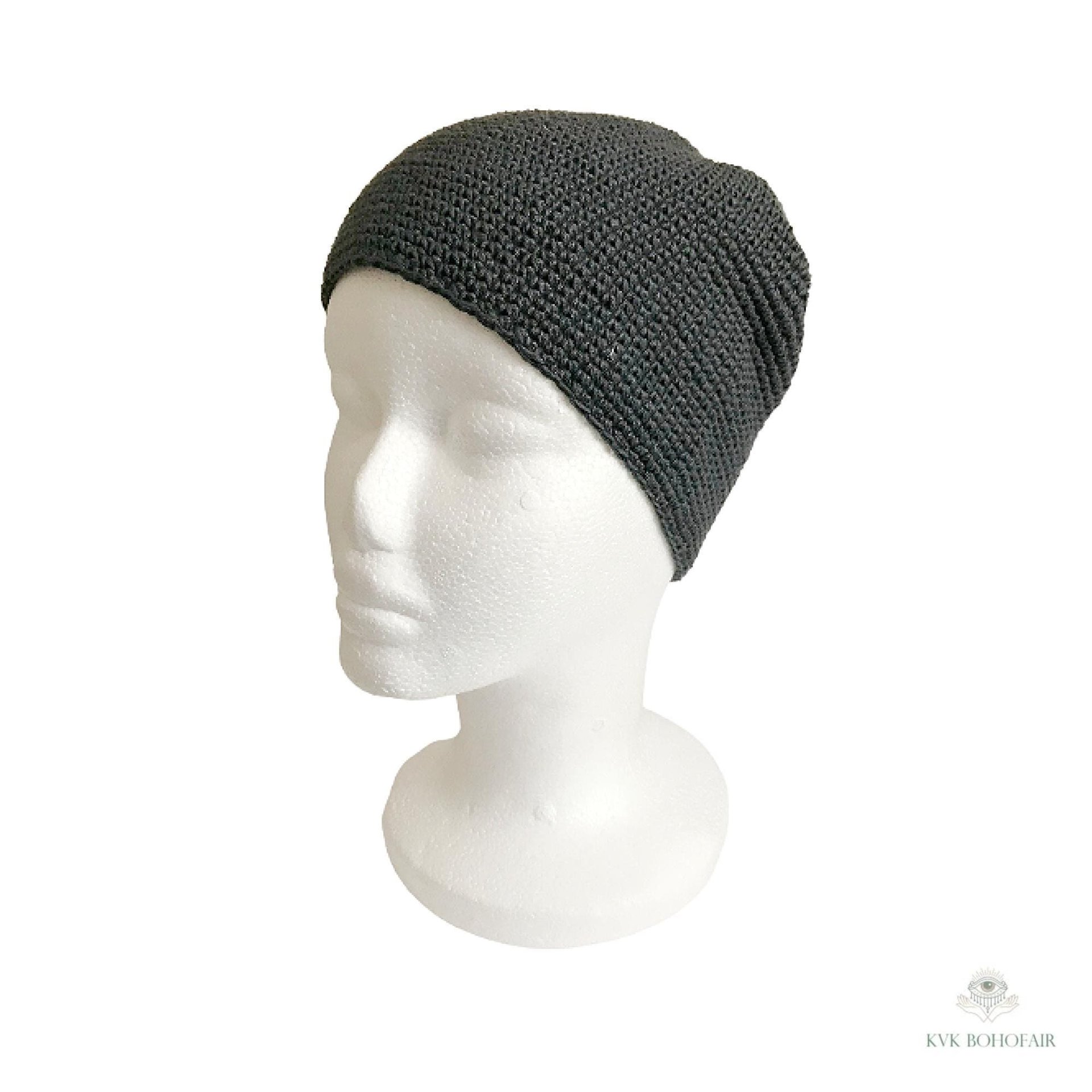 Gray Kufi Skull Cap - Crocheted Beanie Hat, Ethically sourced