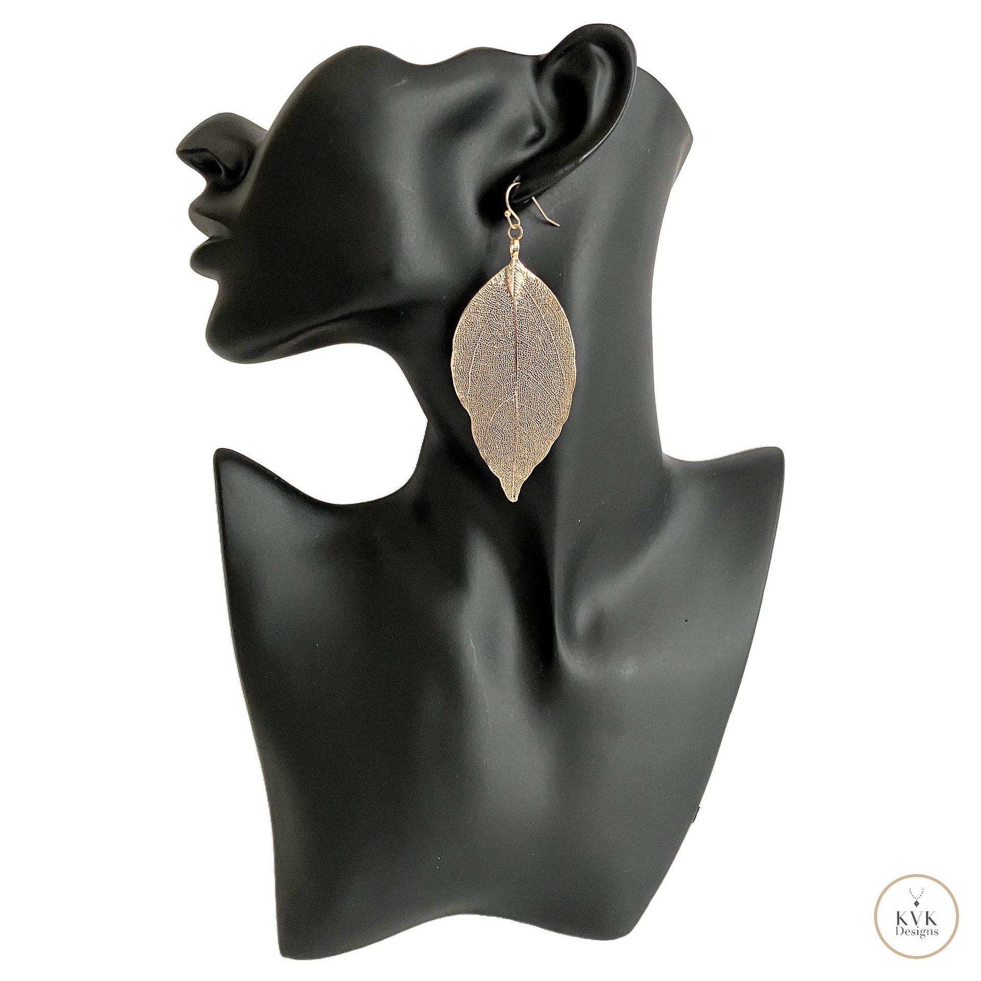 Handcrafted Gold Leaf Earrings - Elegant Nature Jewelry