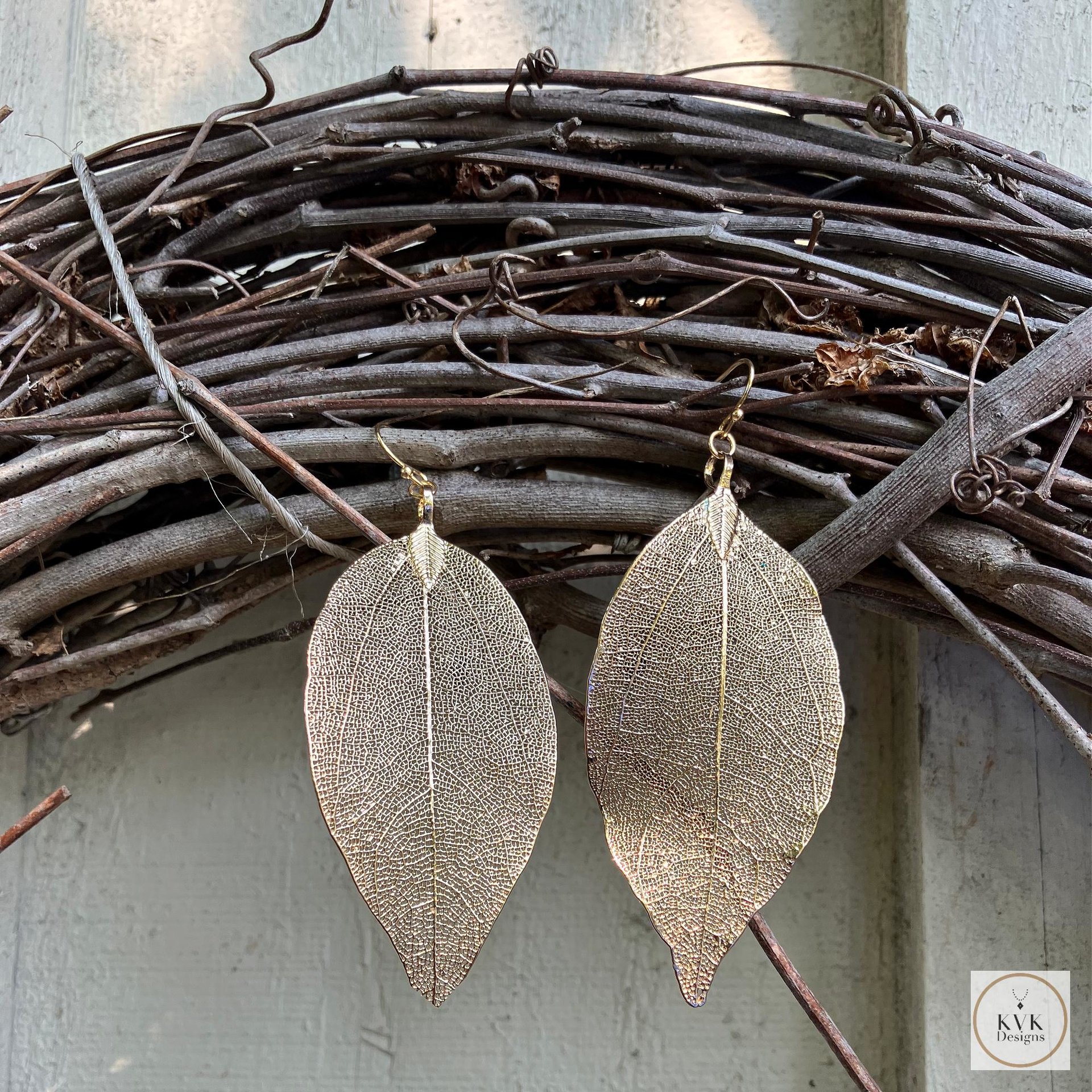 Handcrafted Gold Leaf Earrings - Elegant Nature Jewelry