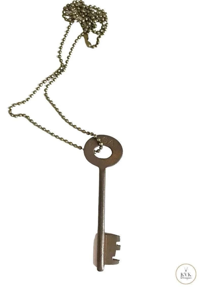 Vintage Key Necklace on Ball Chain: Unique Skeleton Key Pendant, Boho Jewelry