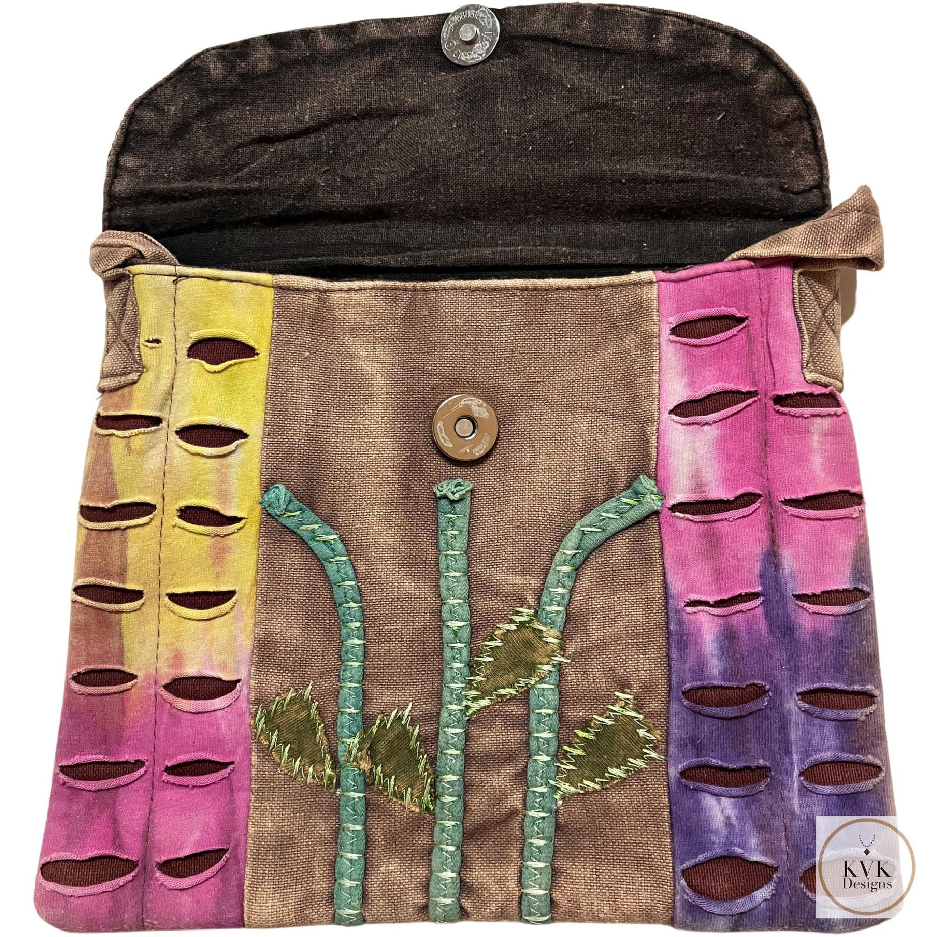 Floral Tie Dye Crossbody Bag: Handcrafted Boho Shoulder Bag