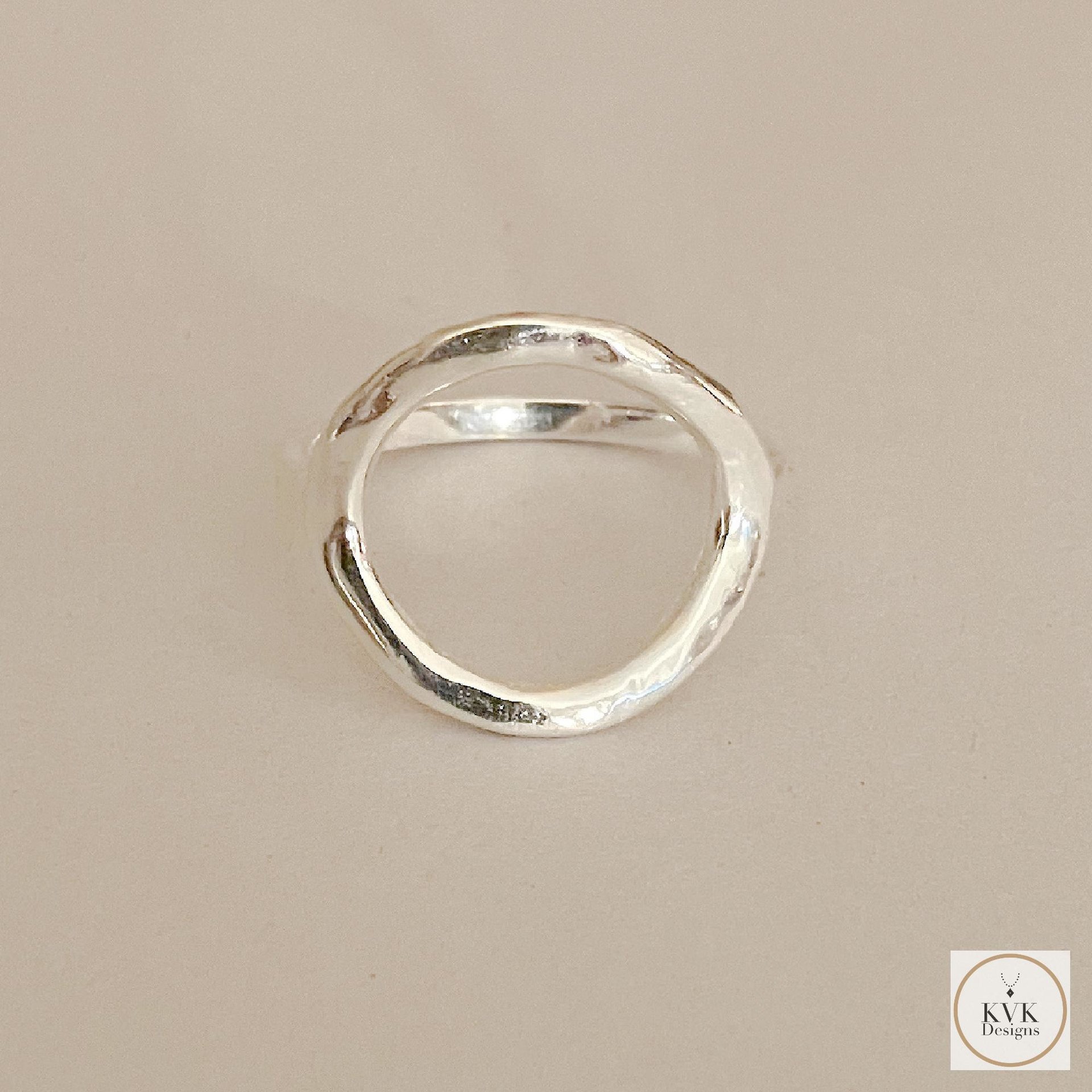 Open Circle Sterling Silver Ring - Boho Minimalist Ring, Handmade Jewelry