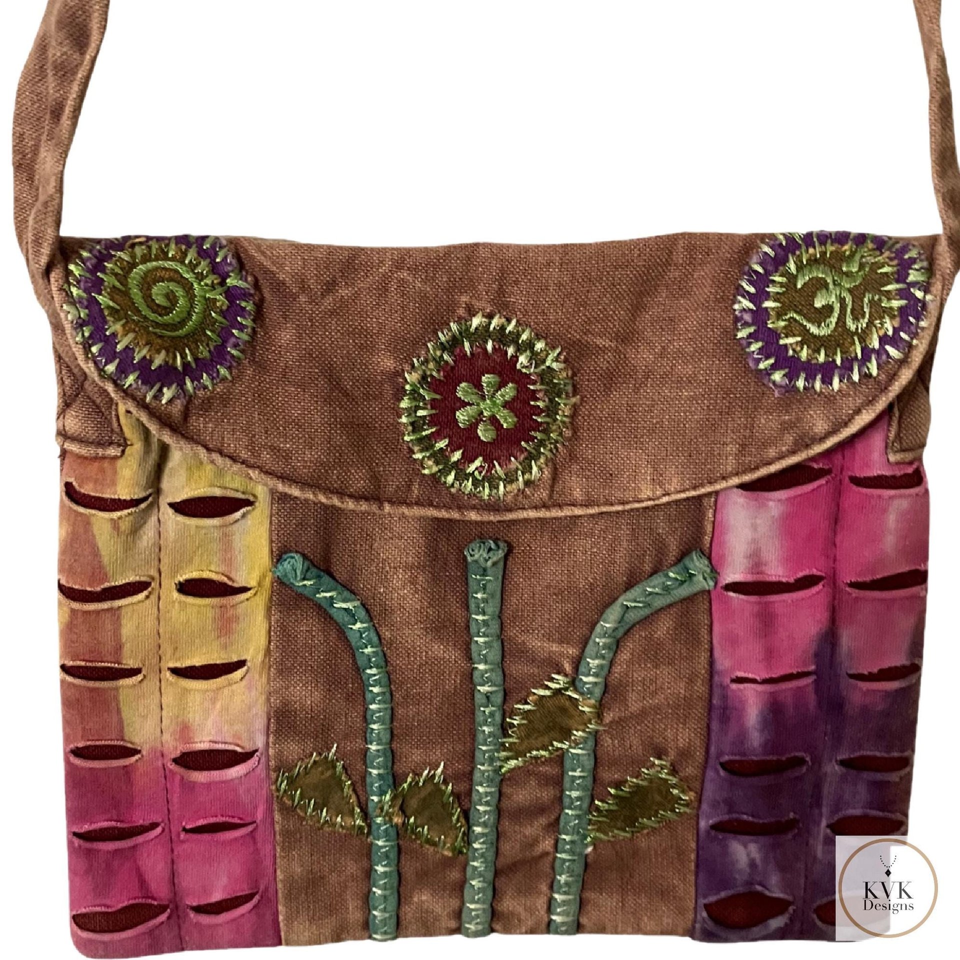 Floral Tie Dye Crossbody Bag: Handcrafted Boho Shoulder Bag