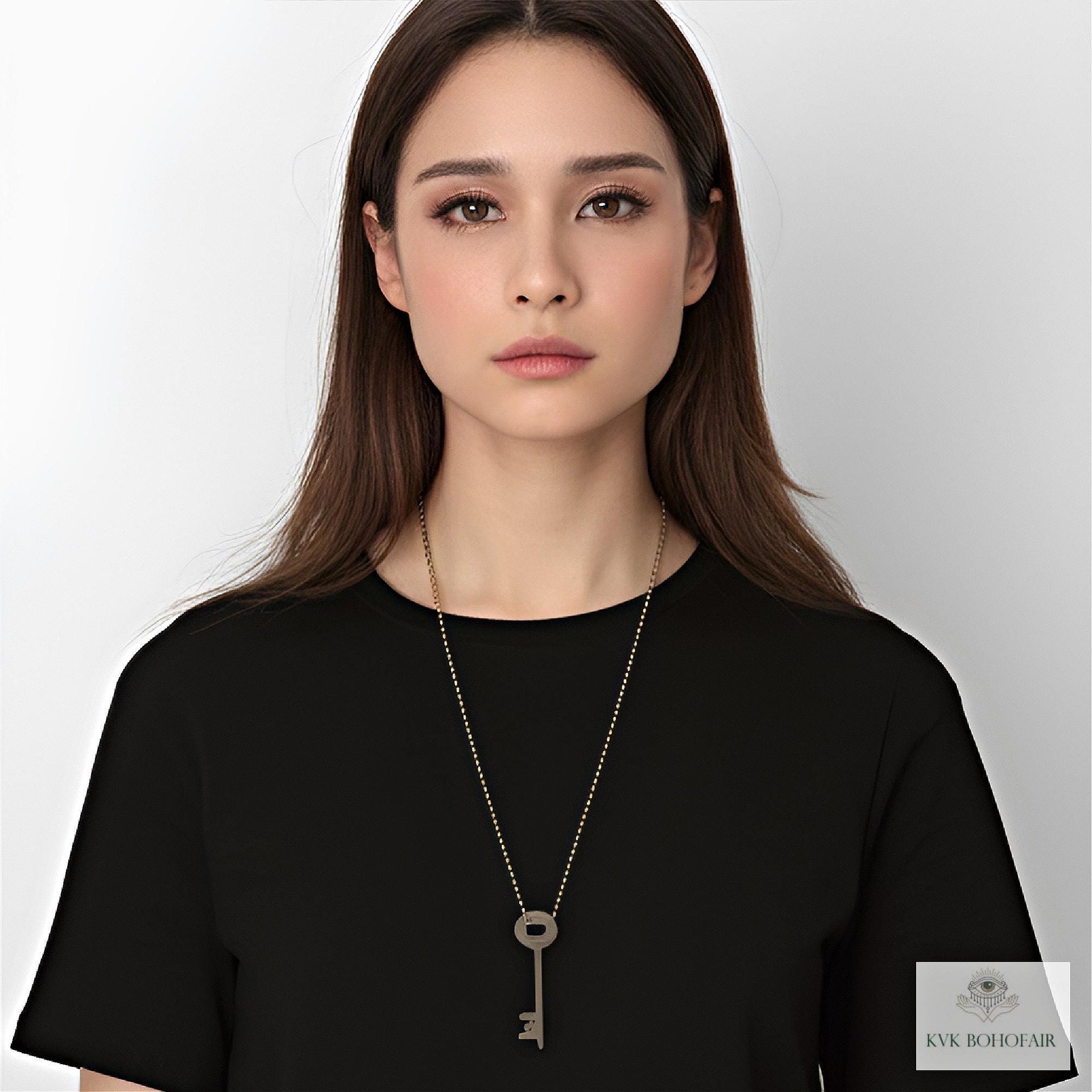 Vintage Key Necklace on Ball Chain: Unique Skeleton Key Pendant, Boho Jewelry