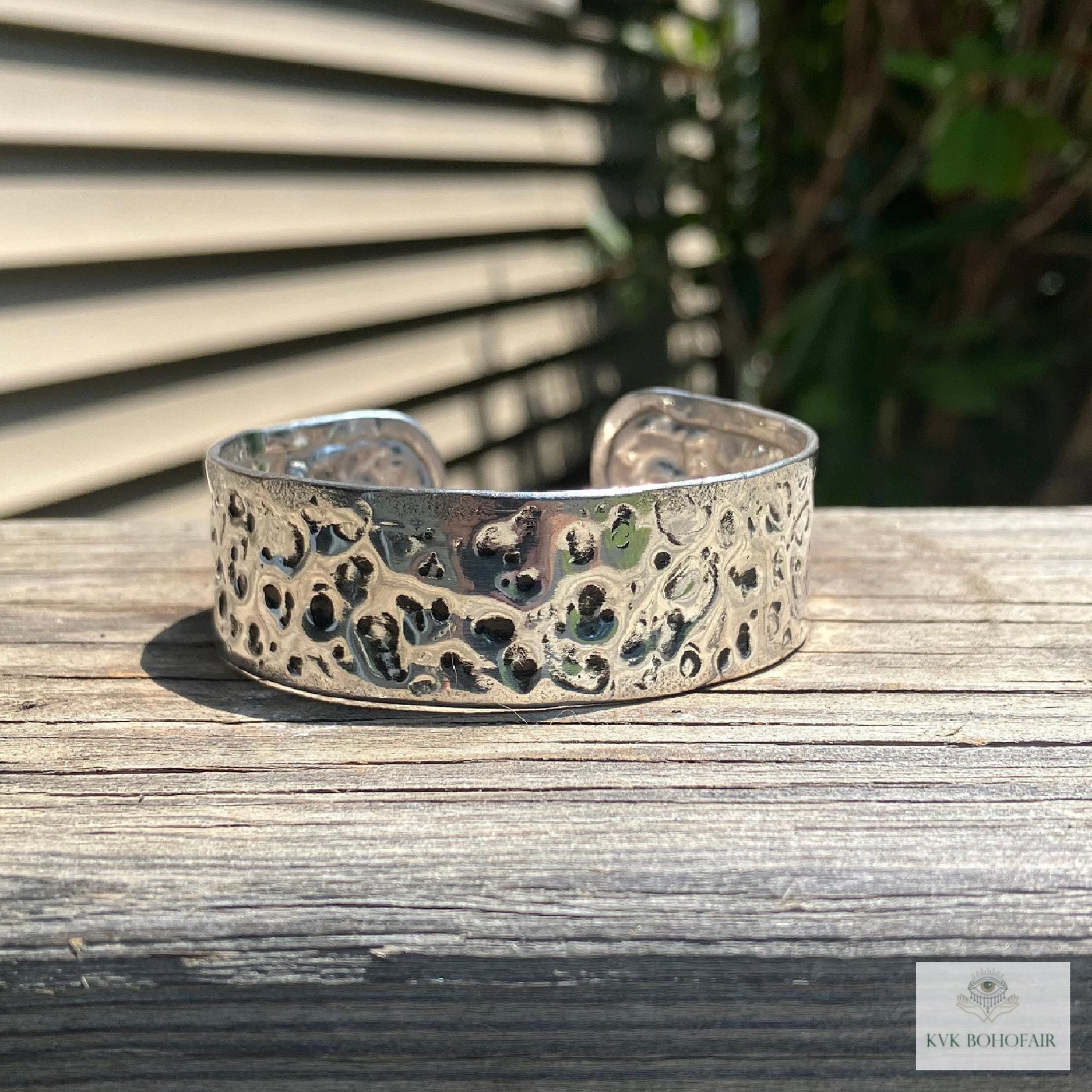 Hammered Silver Cuff Bracelet: Boho Bohemian Jewelry