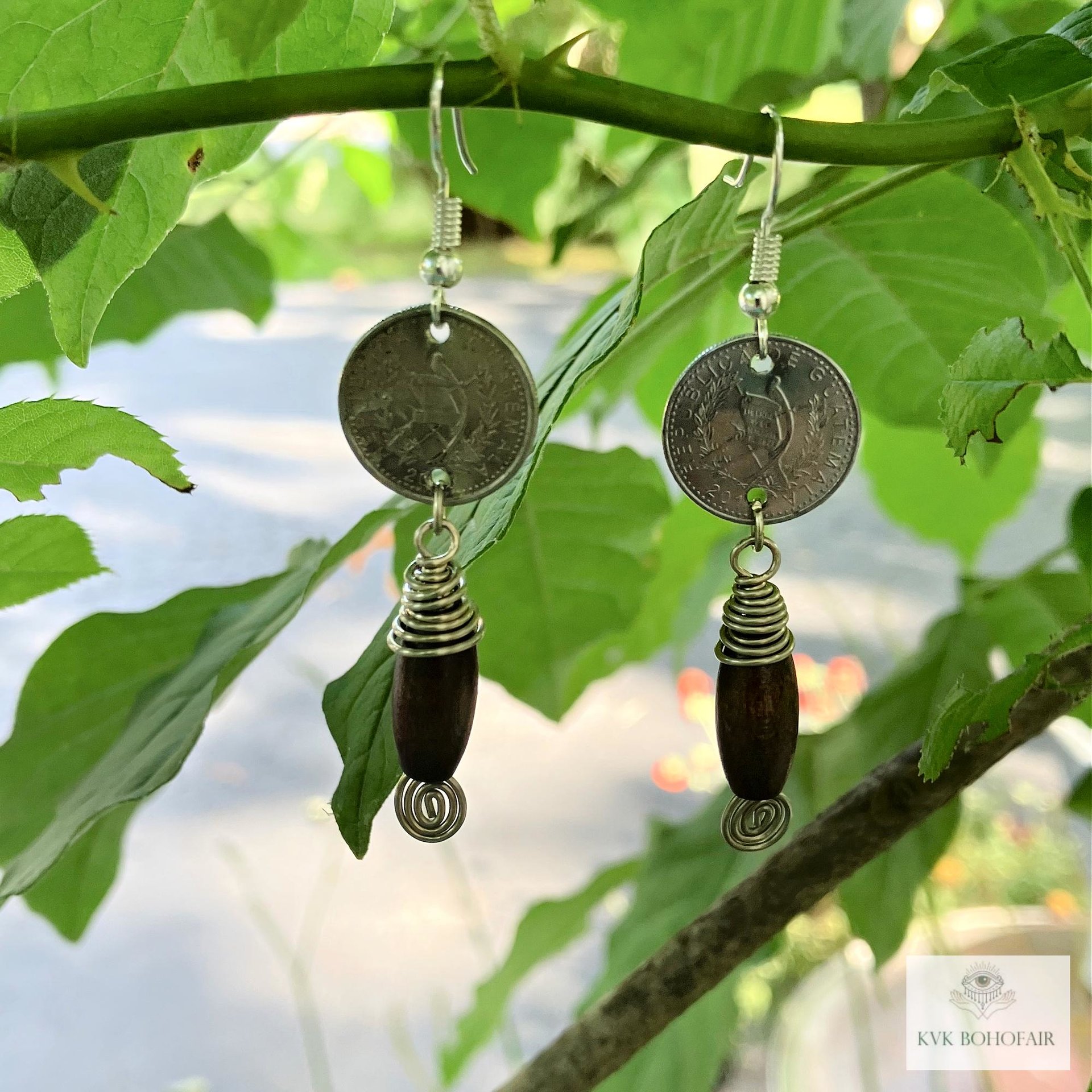 Handcrafted Guatemalan Coin Earrings - Unique Boho Chic Dangles, Ethnic Jewelry