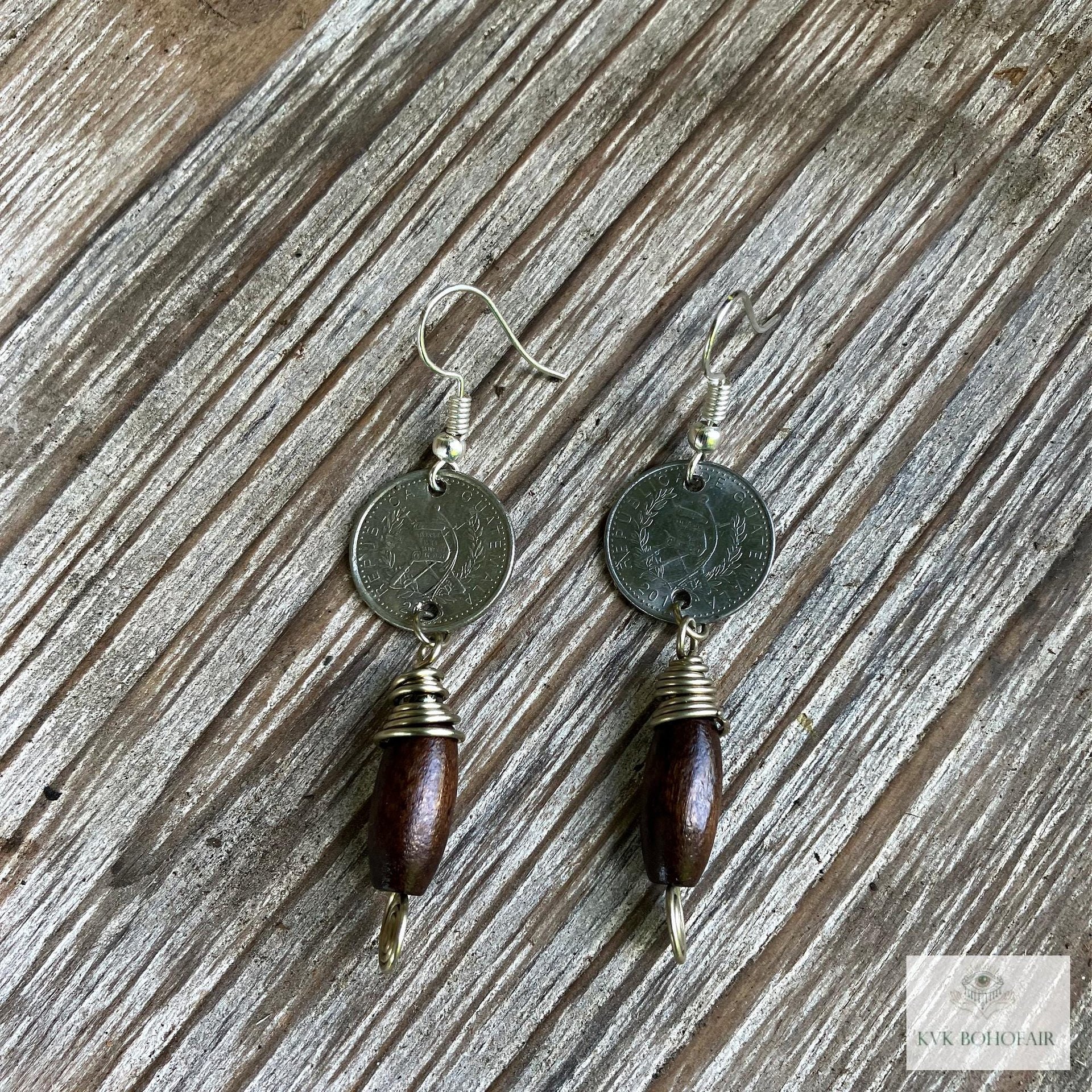 Handcrafted Guatemalan Coin Earrings - Unique Boho Chic Dangles, Ethnic Jewelry