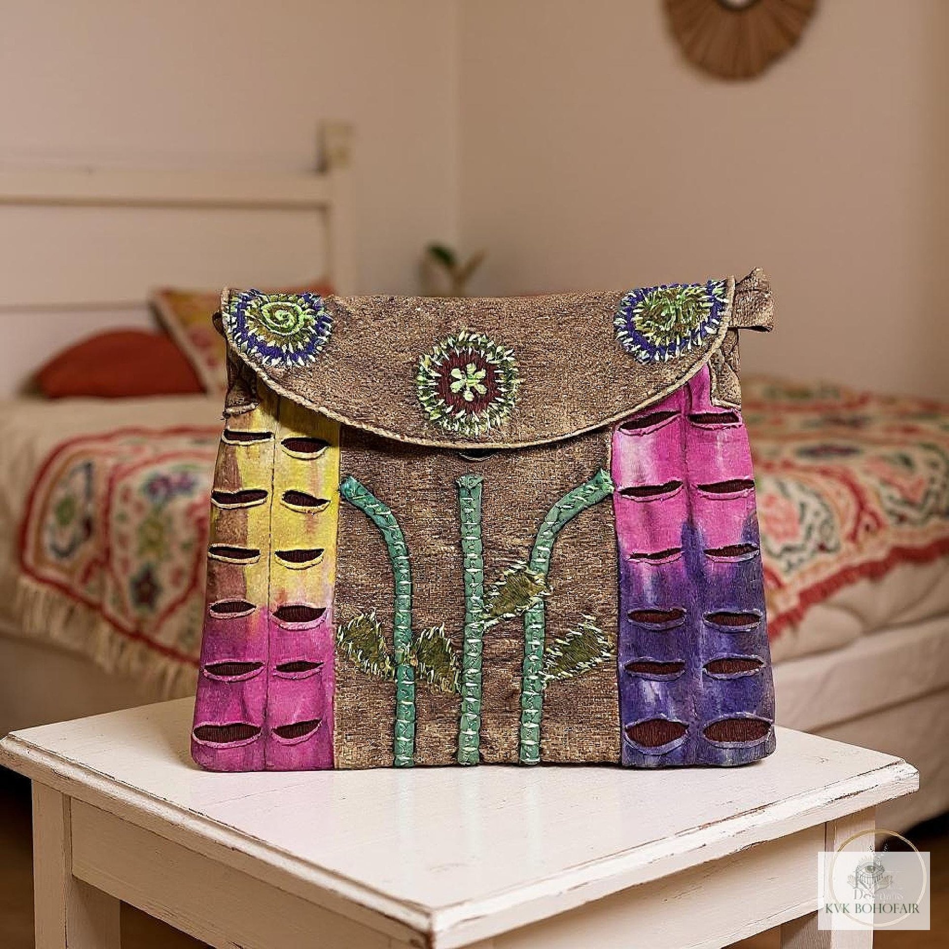 Floral Tie Dye Crossbody Bag: Handcrafted Boho Shoulder Bag