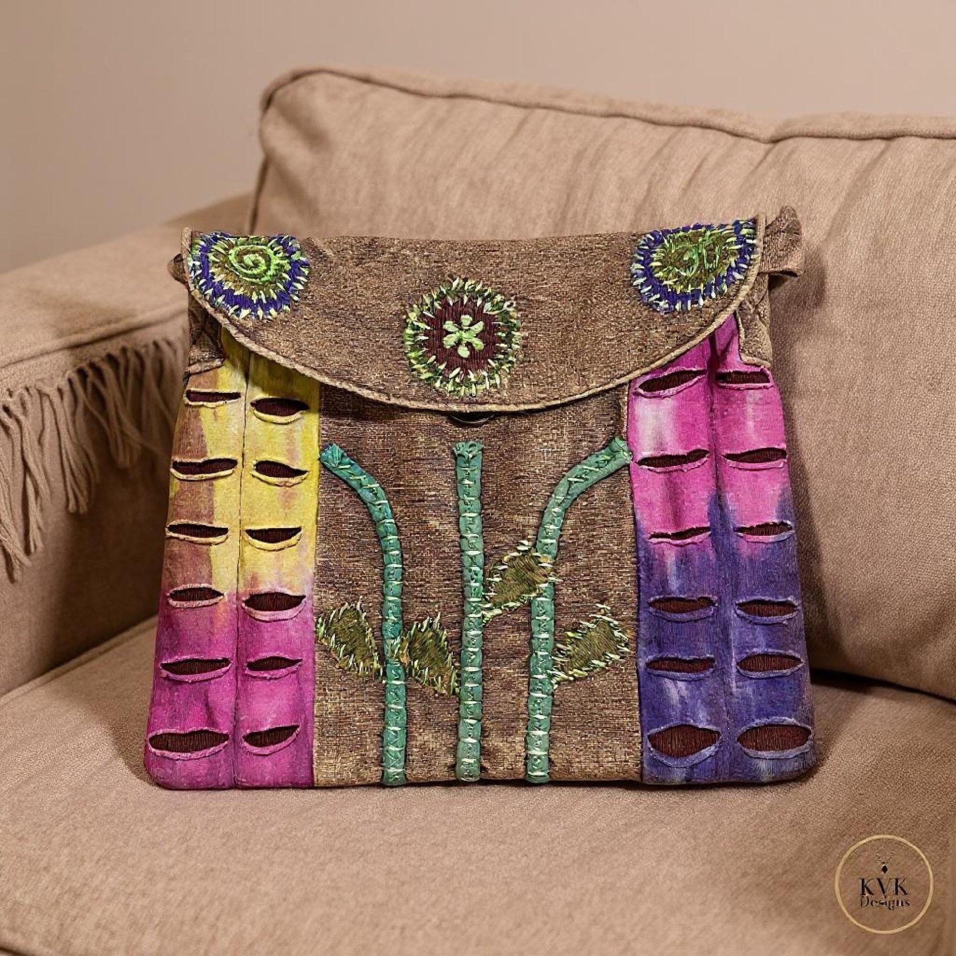 Floral Tie Dye Crossbody Bag: Handcrafted Boho Shoulder Bag
