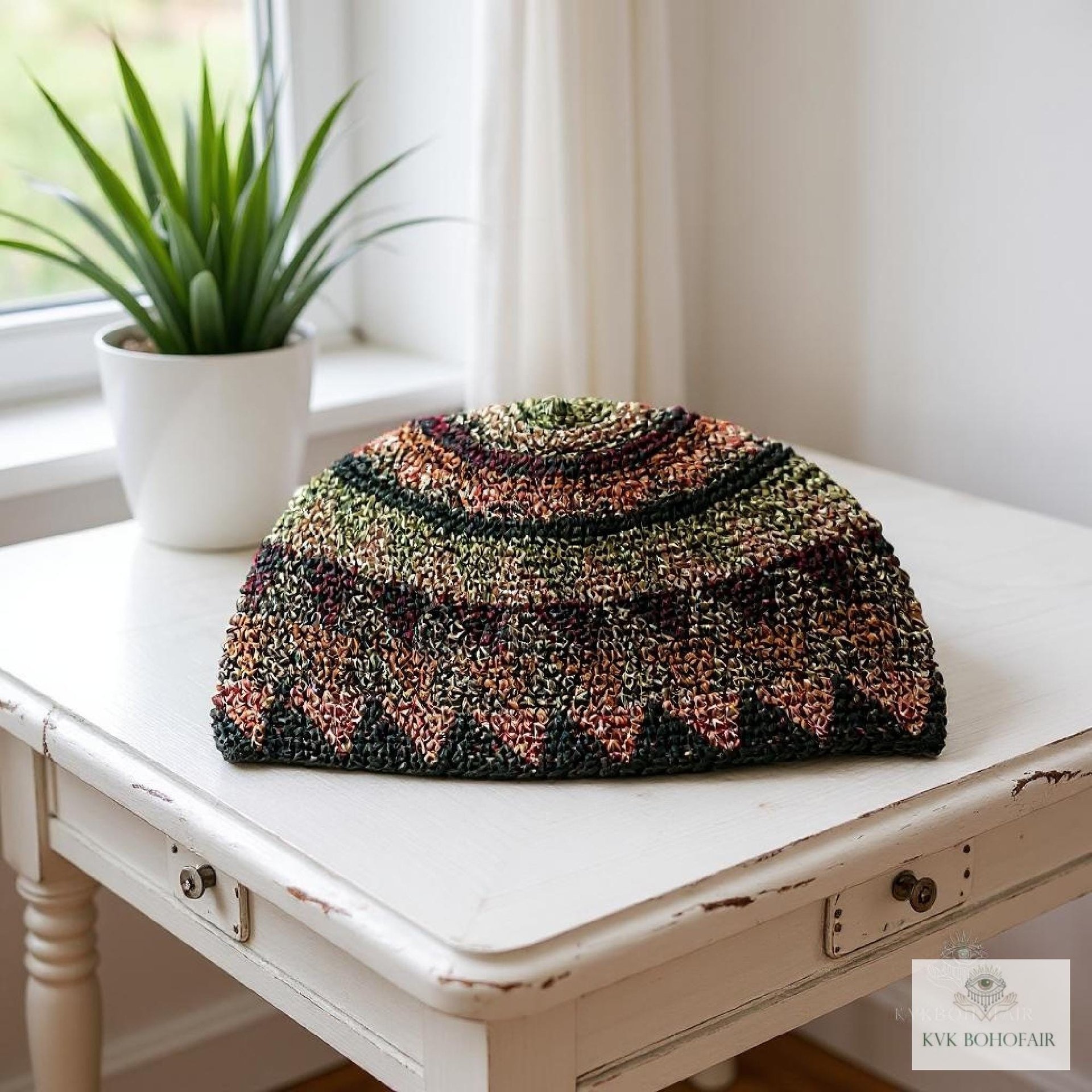 Earth Kufi Skull Cap - Crocheted Beanie Hat, Ethically sourced