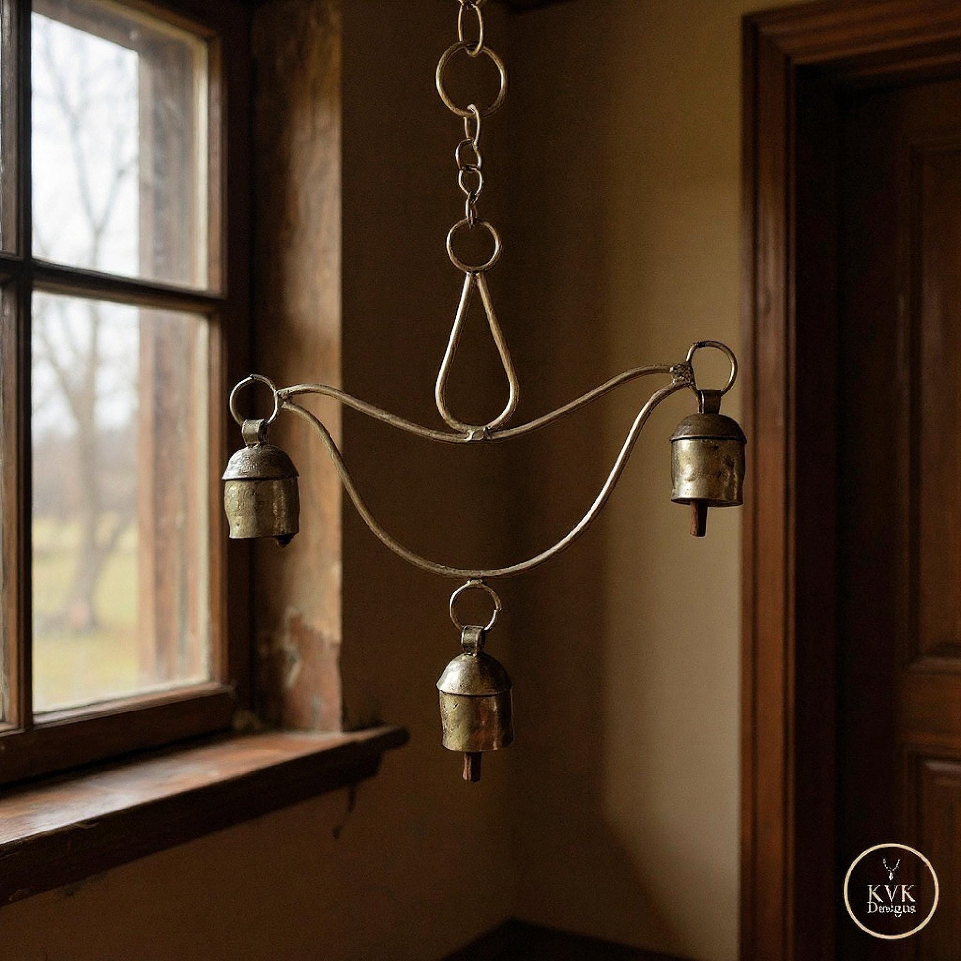 Handcrafted Lotus Flower Wind Chime - Rustic Metal Art for Garden & Home Decor