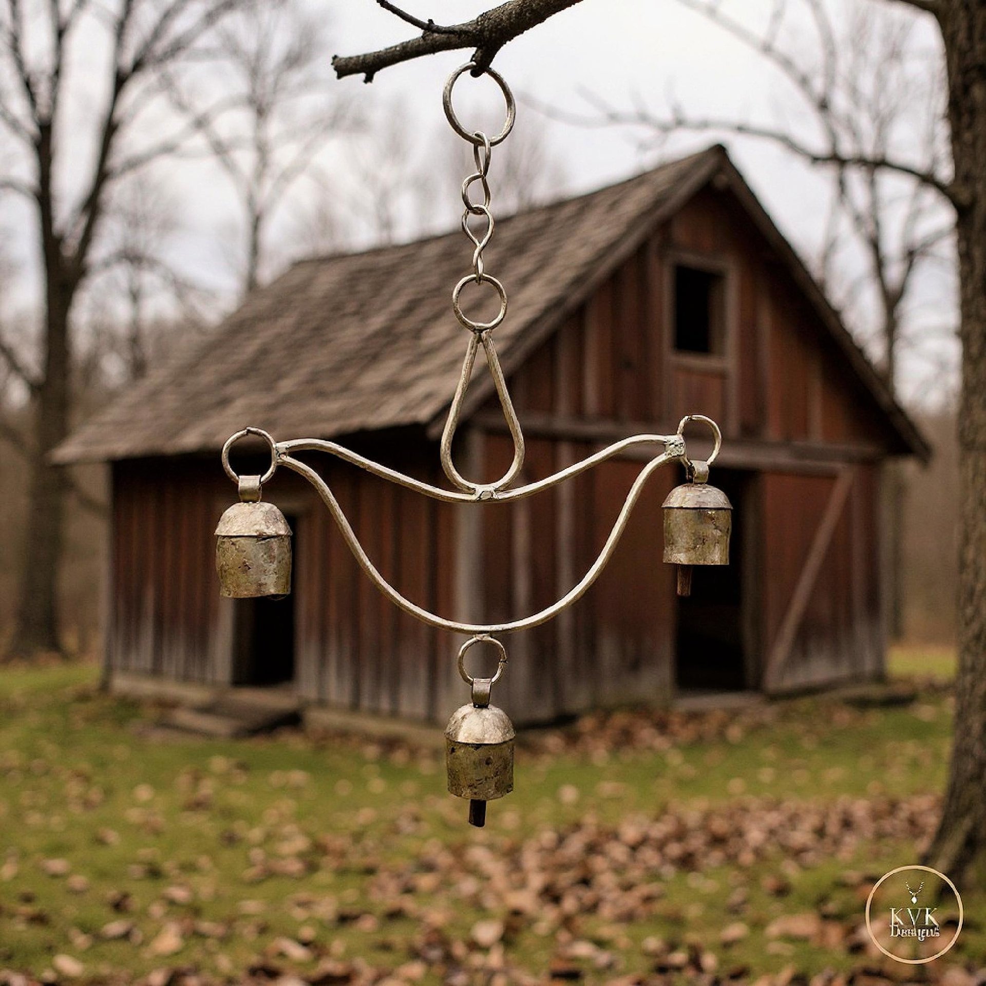 Handcrafted Lotus Flower Wind Chime - Rustic Metal Art for Garden & Home Decor