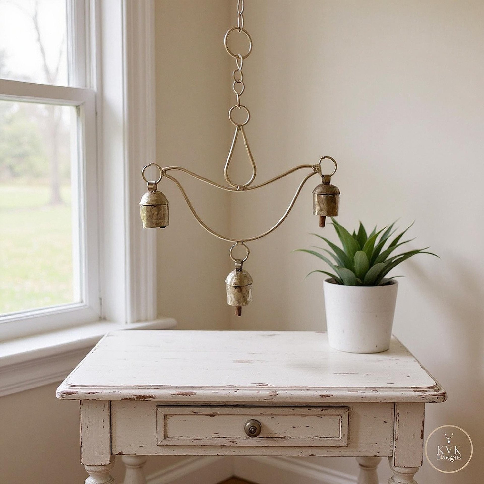 Handcrafted Lotus Flower Wind Chime - Rustic Metal Art for Garden & Home Decor