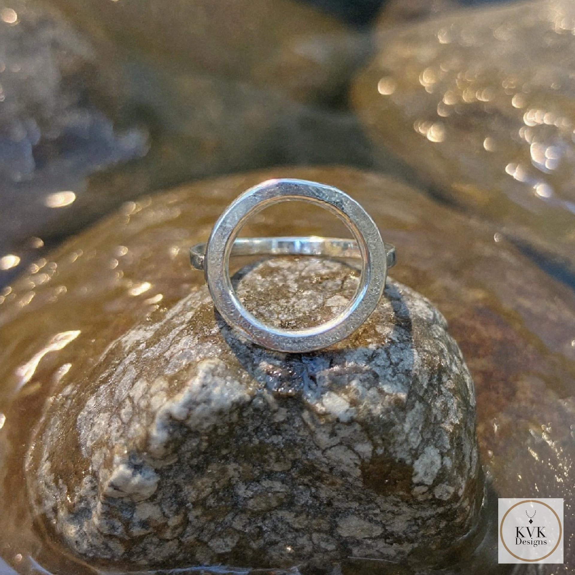 Open Circle Sterling Silver Ring - Boho Minimalist Ring, Handmade Jewelry