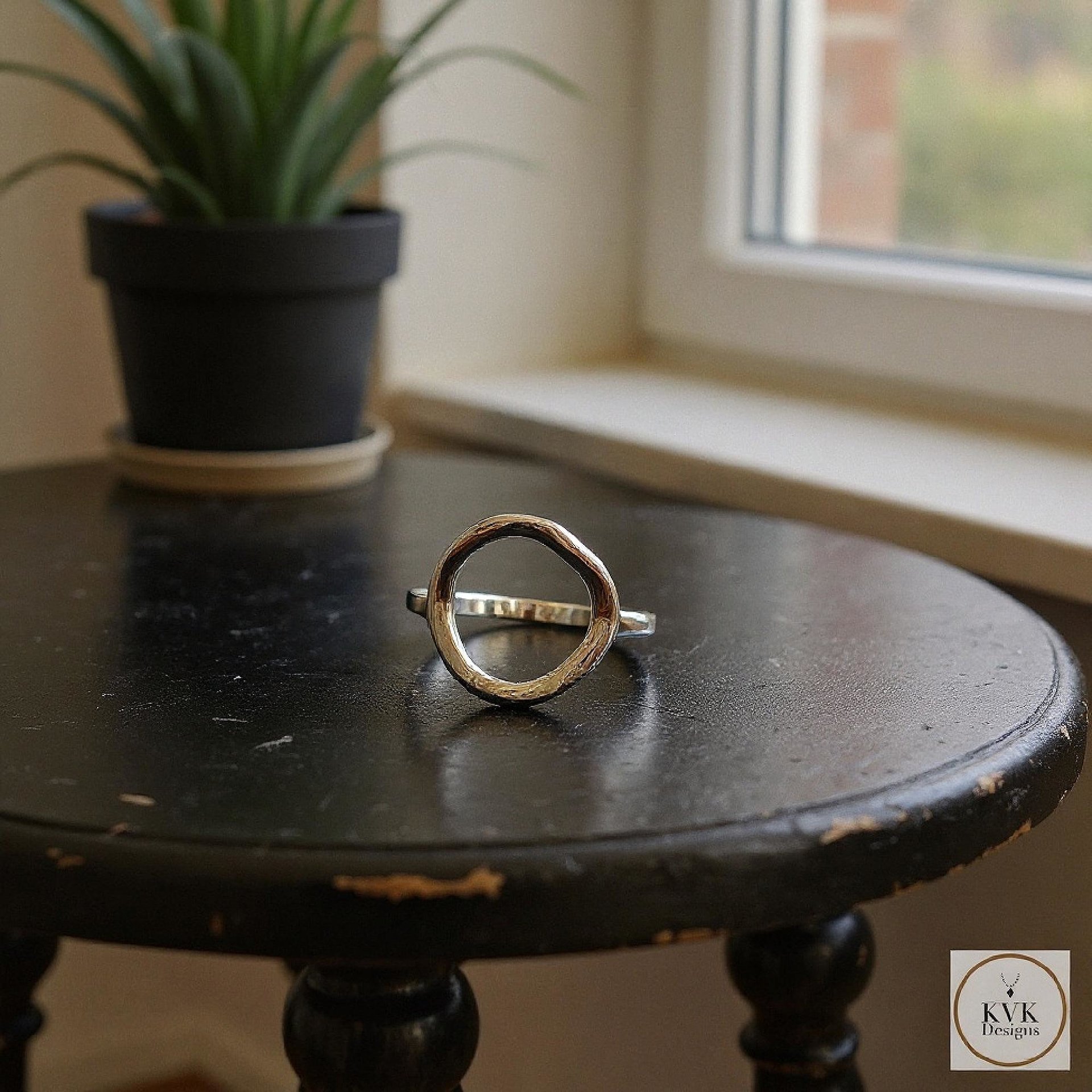 Open Circle Sterling Silver Ring - Boho Minimalist Ring, Handmade Jewelry