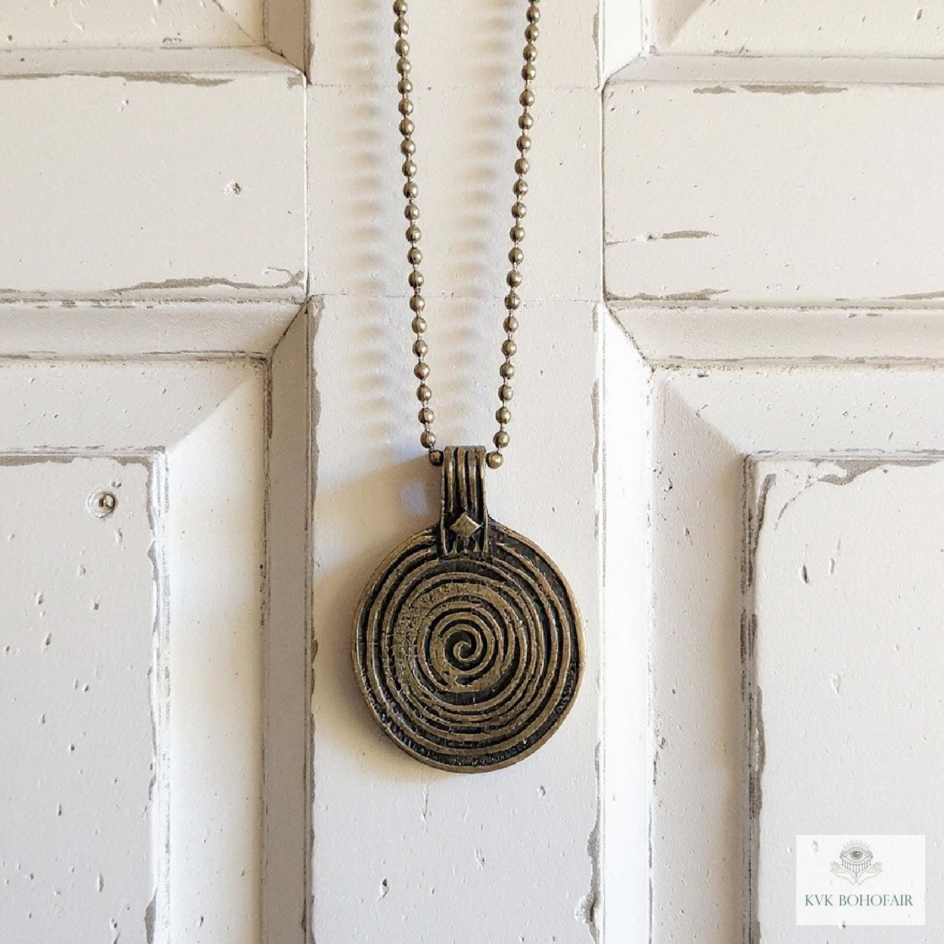Bronze Swirl Pendant Necklace - Handcrafted Boho Pendant Jewelry
