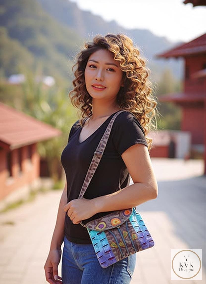 Floral Tie Dye Crossbody Bag: Handcrafted Boho Shoulder Bag