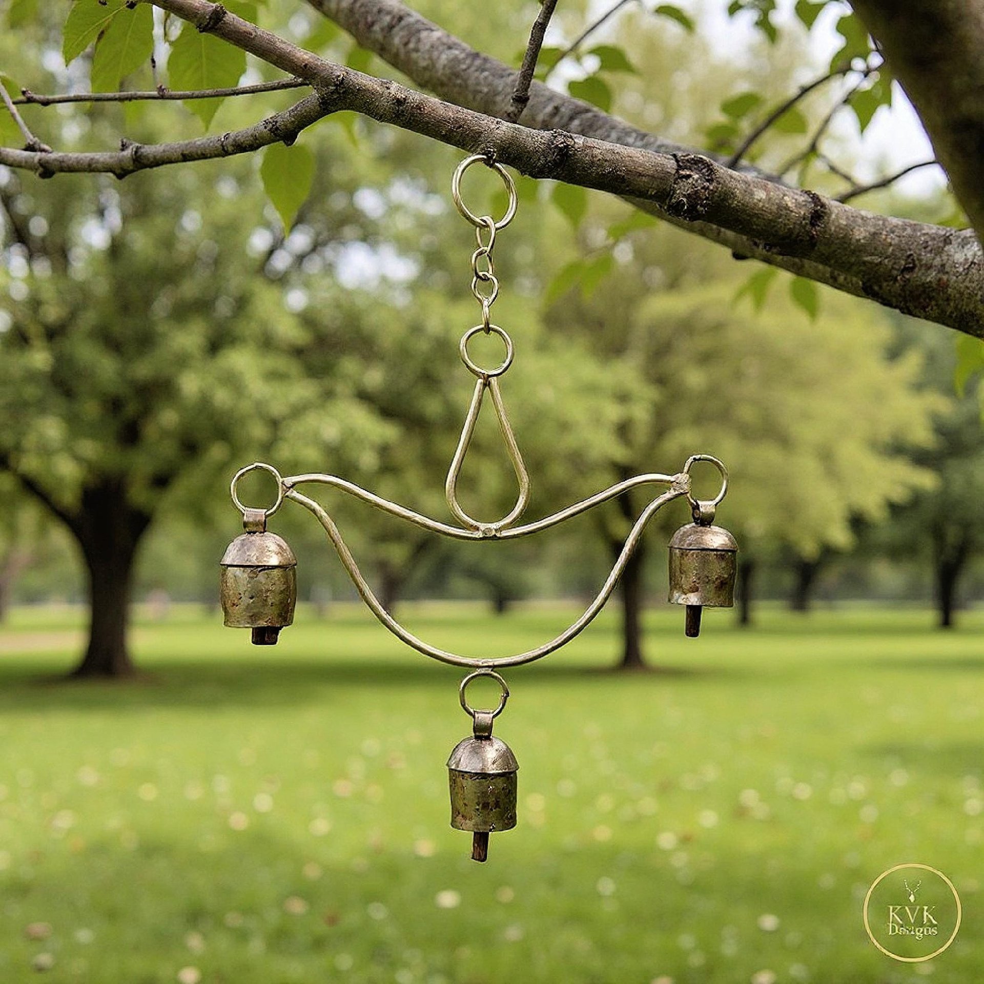 Handcrafted Lotus Flower Wind Chime - Rustic Metal Art for Garden & Home Decor