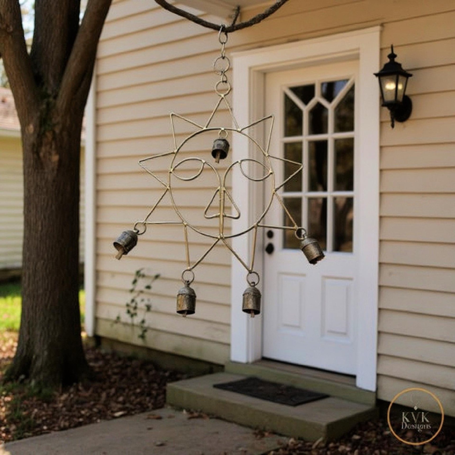 Handcrafted Rustic Sun Wind Chime - Artisan-made Garden Decor