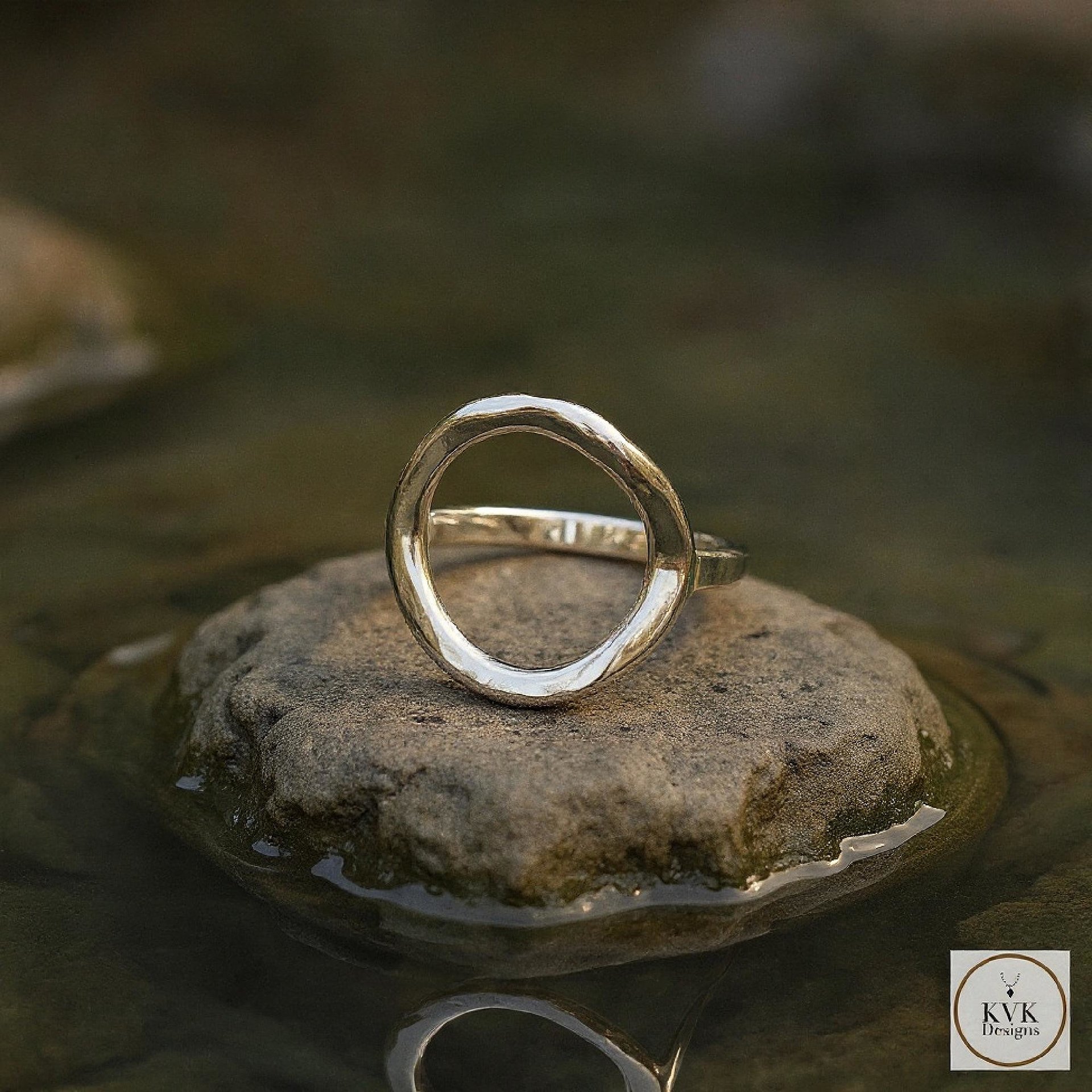 Open Circle Sterling Silver Ring - Boho Minimalist Ring, Handmade Jewelry