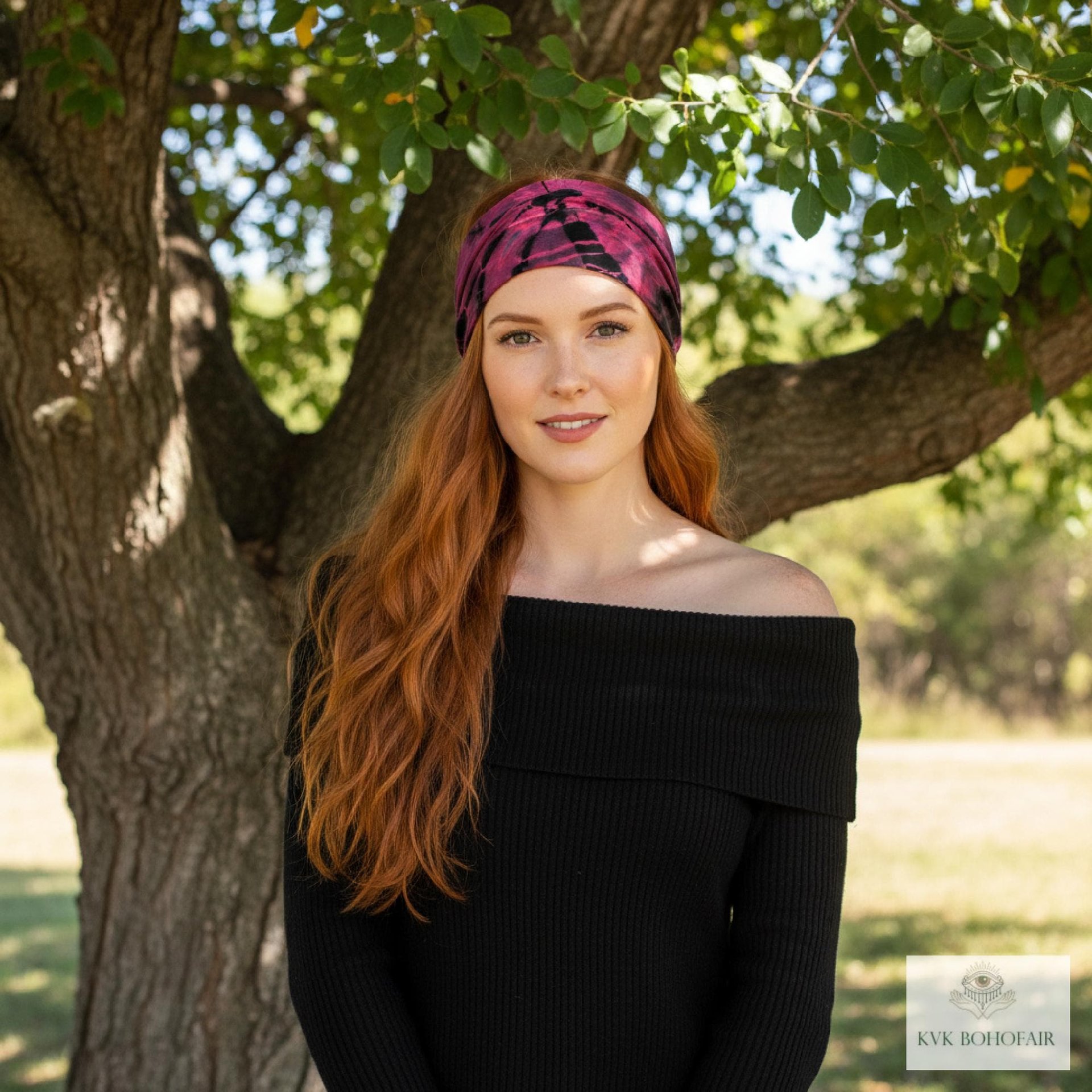 Pink Tie Dye Boho Headband - Stylish Bohemian Headwrap, Headbands for Women