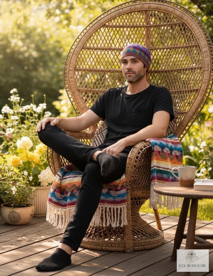 Multi Color Zig Zag Kufi Skull Cap - Crocheted Beanie Hat, Ethically sourced