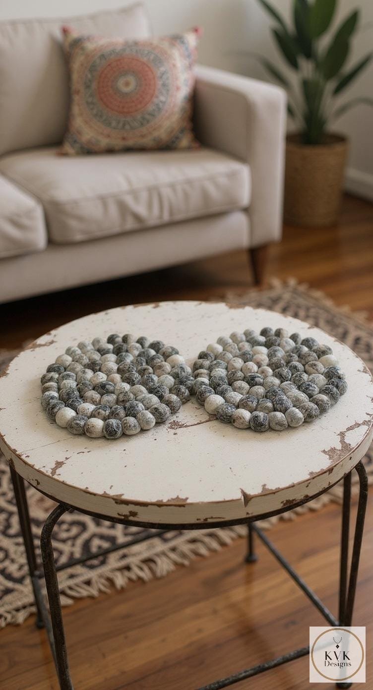 Mixed Gray Wool Felt Ball Coaster Set - Handmade Drink Coasters, Nepal