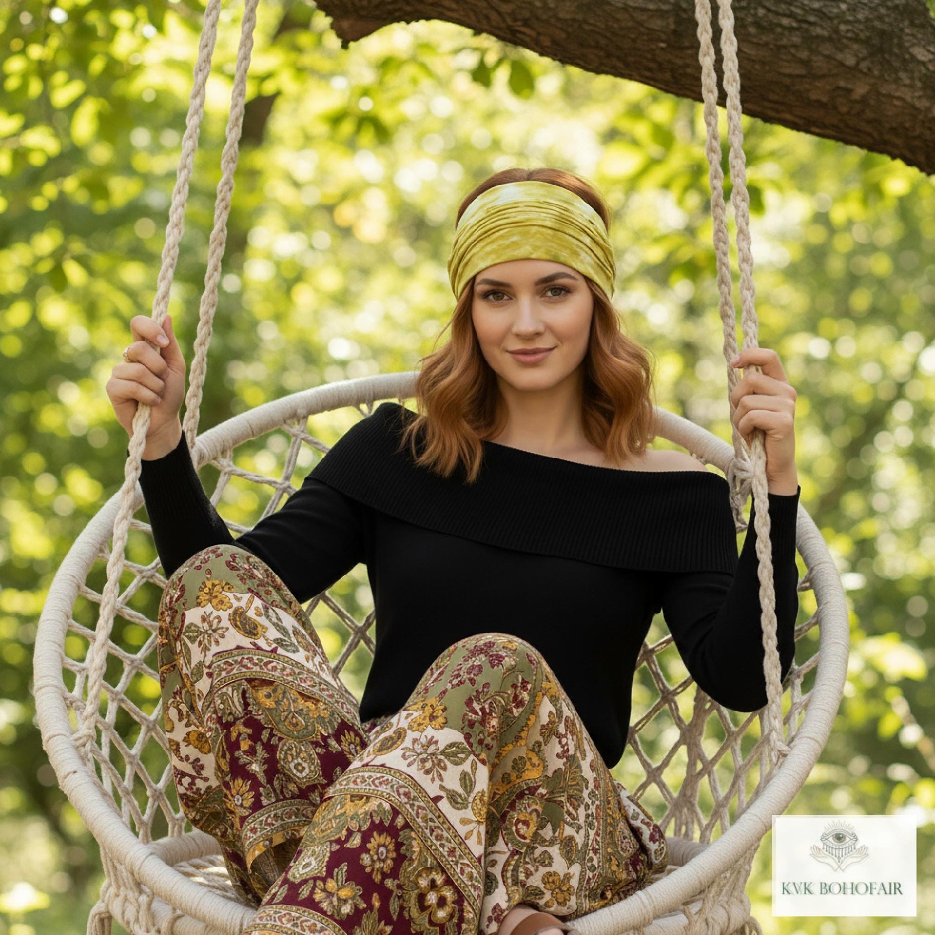 Yellow Tie Dye Boho Headband - Stylish Bohemian Headwrap, Headbands for Women