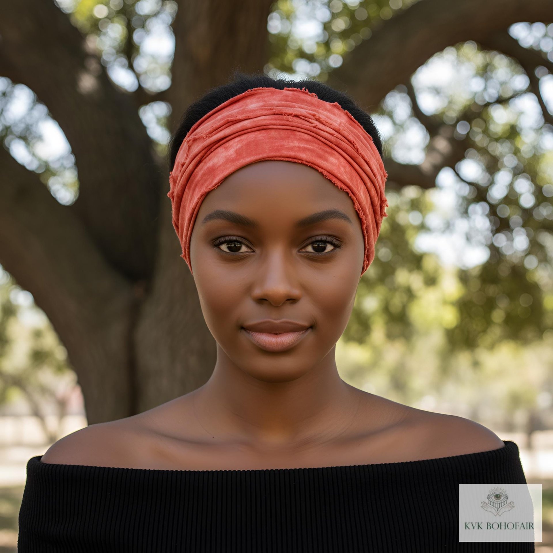 Red Tie Dye Boho Headband - Stylish Bohemian Headwrap, Headbands for Women